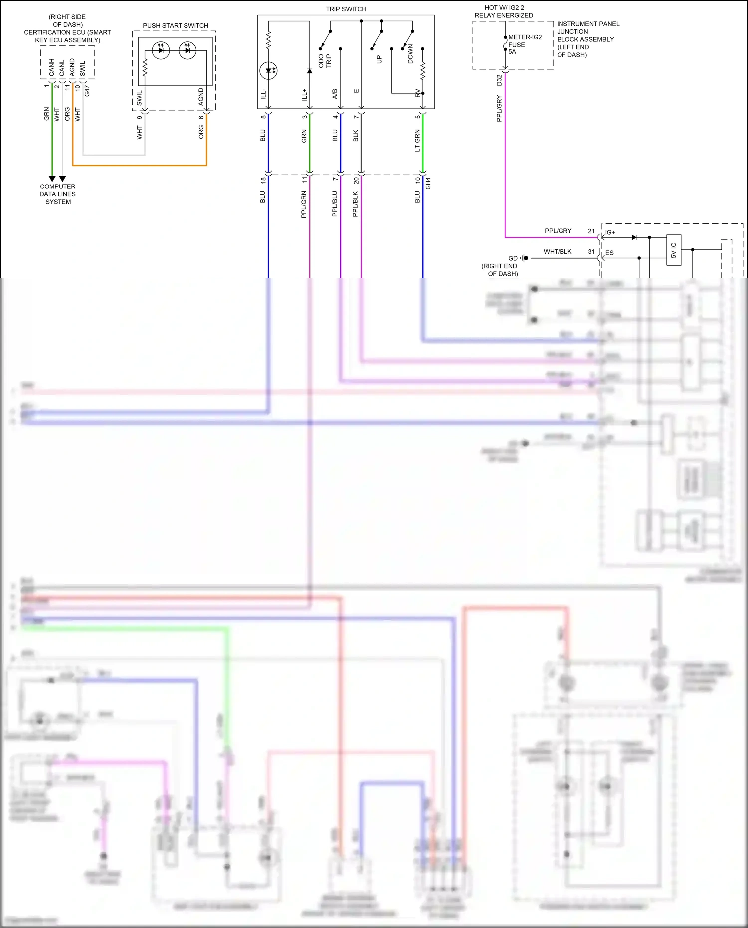 Wiring diagram left steering switch for Lexus ES XV70 facelift (2021-2024) (2 of 5)