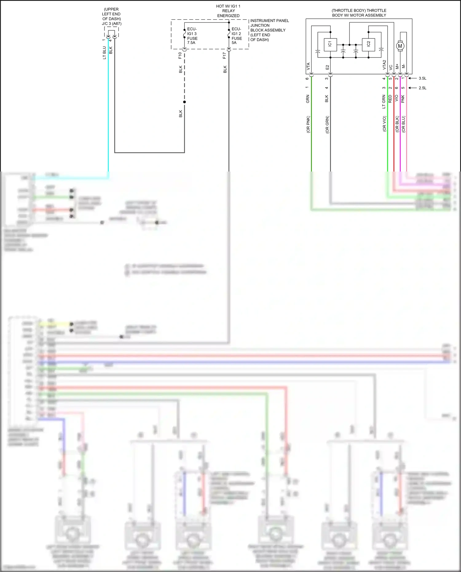 Wiring diagram millimeter wave radar sensor assembly for Lexus ES XV70 facelift (2021-2024) (2 of 4)