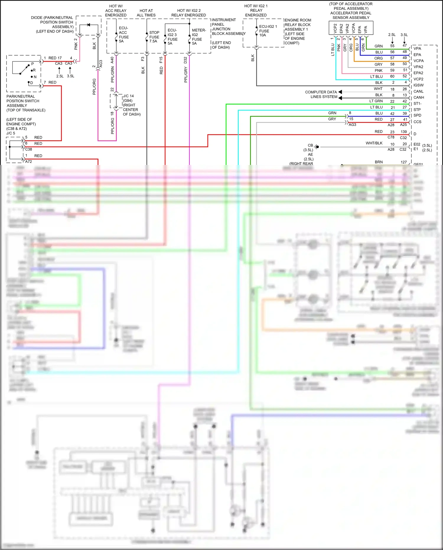 Wiring diagram red for Lexus ES XV70 facelift (2021-2024) (108 of 161)