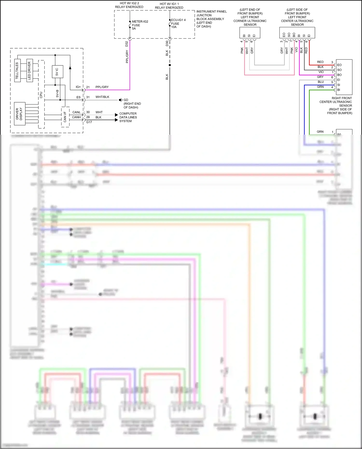 Wiring diagram right front corner ultrasonic sensor for Lexus ES XV70 facelift (2021-2024) (1 of 1)
