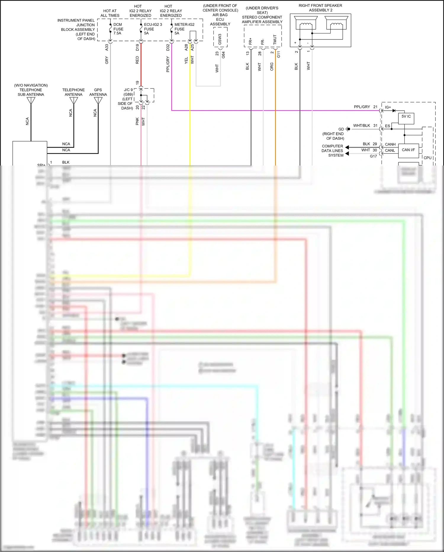 Wiring diagram right front speaker assembly 2 for Lexus ES XV70 facelift (2021-2024) (4 of 4)