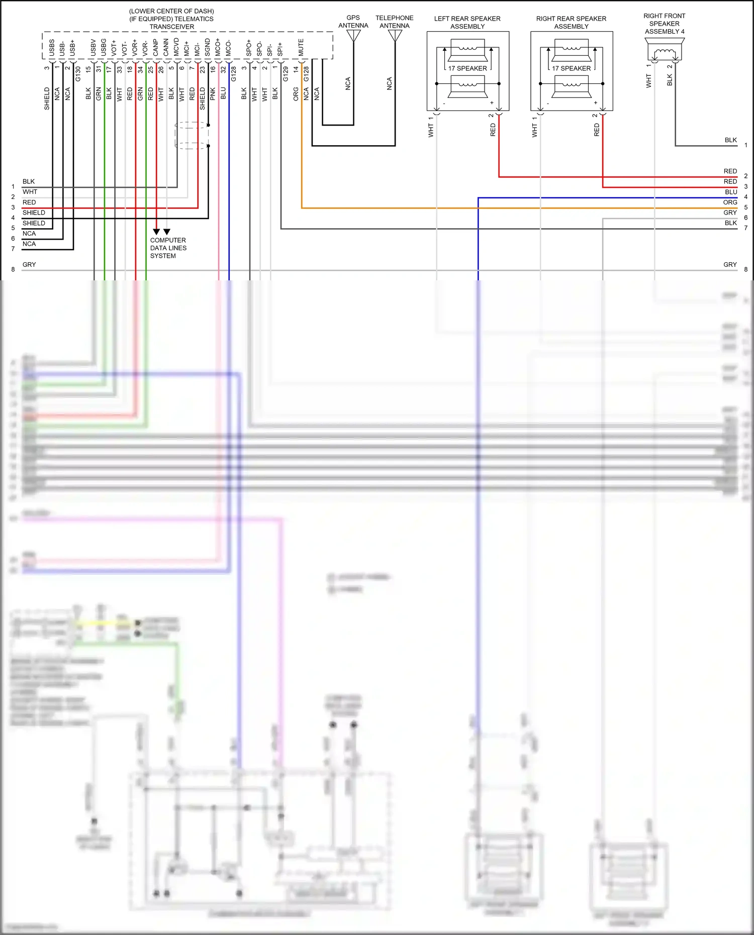 Wiring diagram right front speaker assembly 4 for Lexus ES XV70 facelift (2021-2024) (1 of 3)