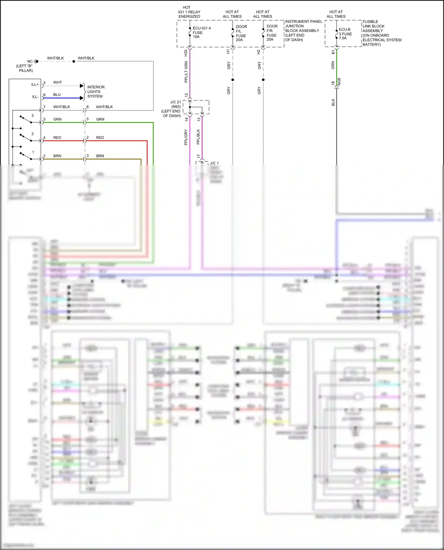 Wiring diagram right outer mirror control ecu assembly for Lexus ES XV70 facelift (2021-2024) (7 of 10)