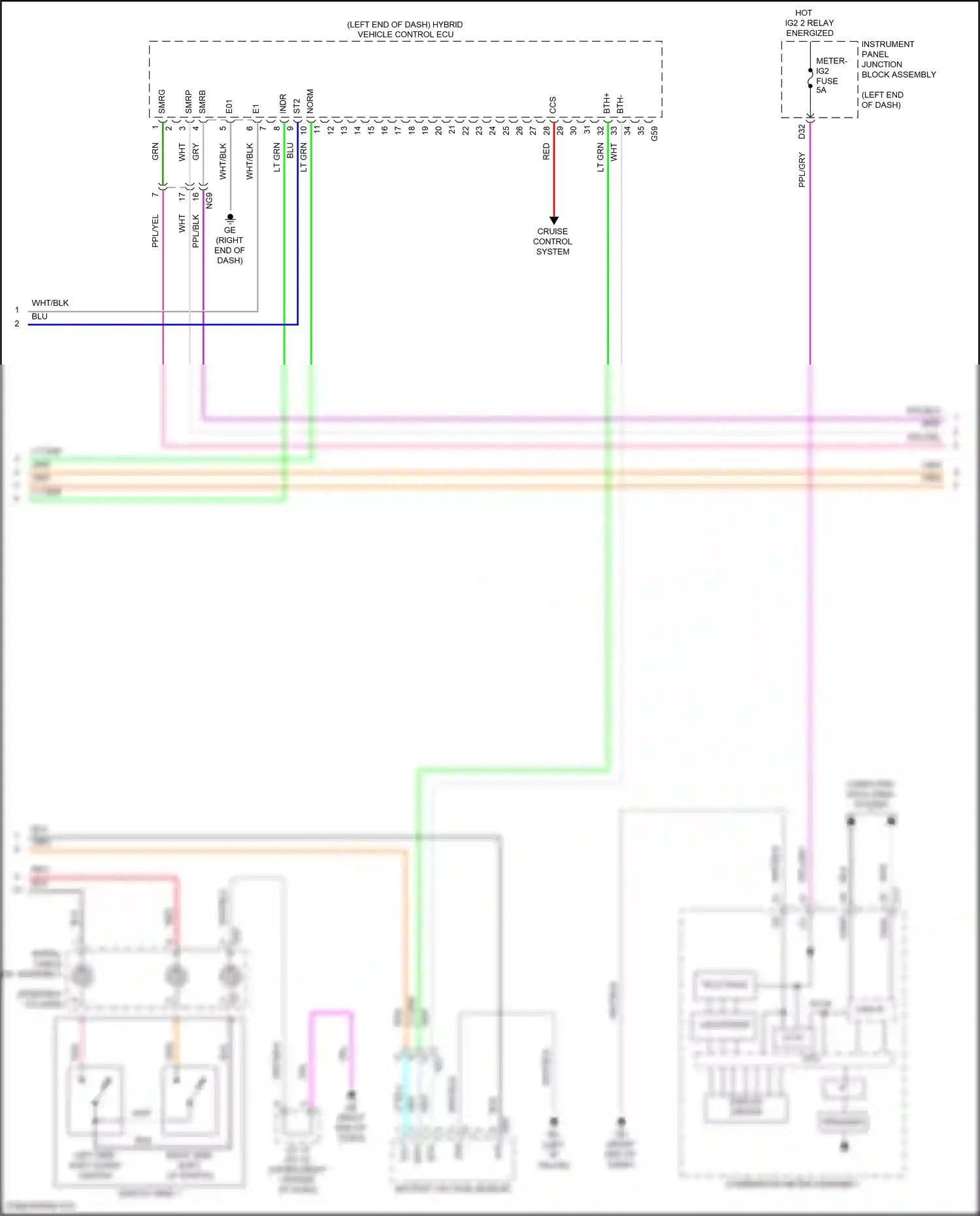 Wiring diagram right side shift up switch for Lexus ES XV70 facelift (2021-2024) (5 of 6)