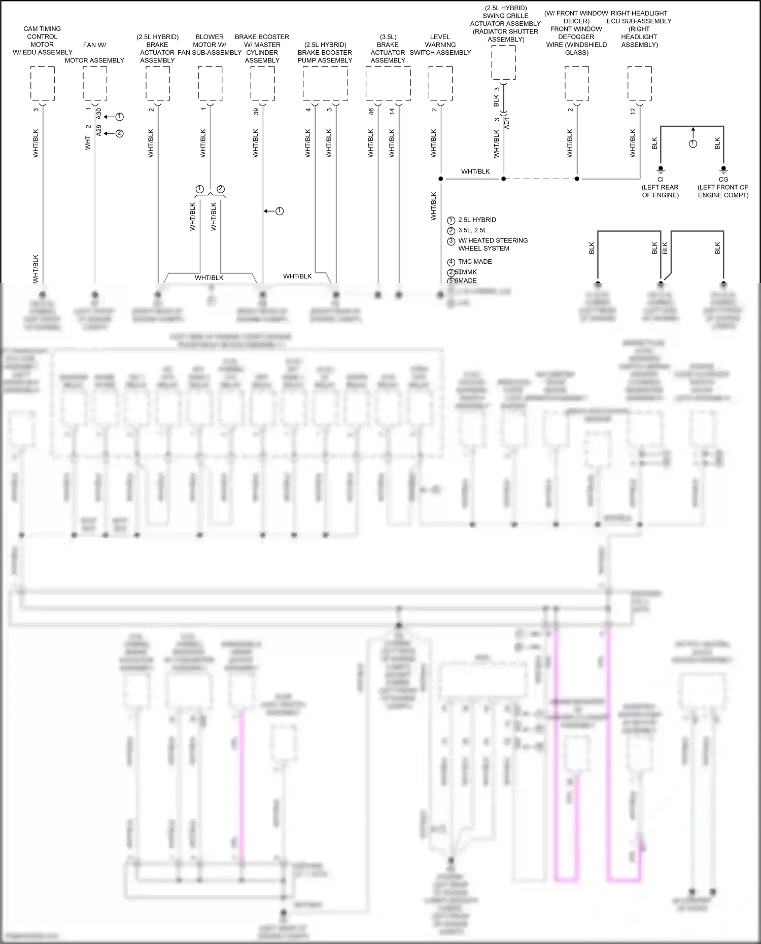 Wiring diagram vacuum warning switch assembly for Lexus ES XV70 facelift (2021-2024) (2 of 3)