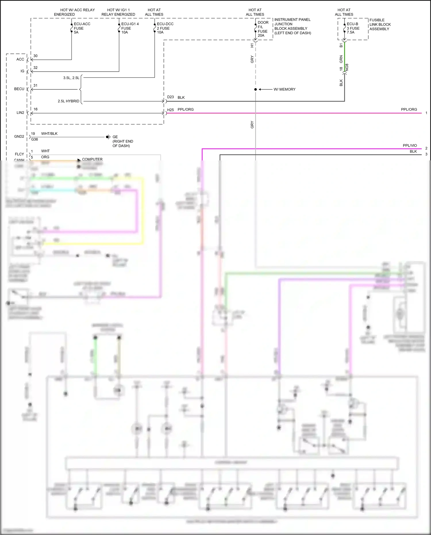 Wiring diagram w/ memory for Lexus ES XV70 facelift (2021-2024) (11 of 12)