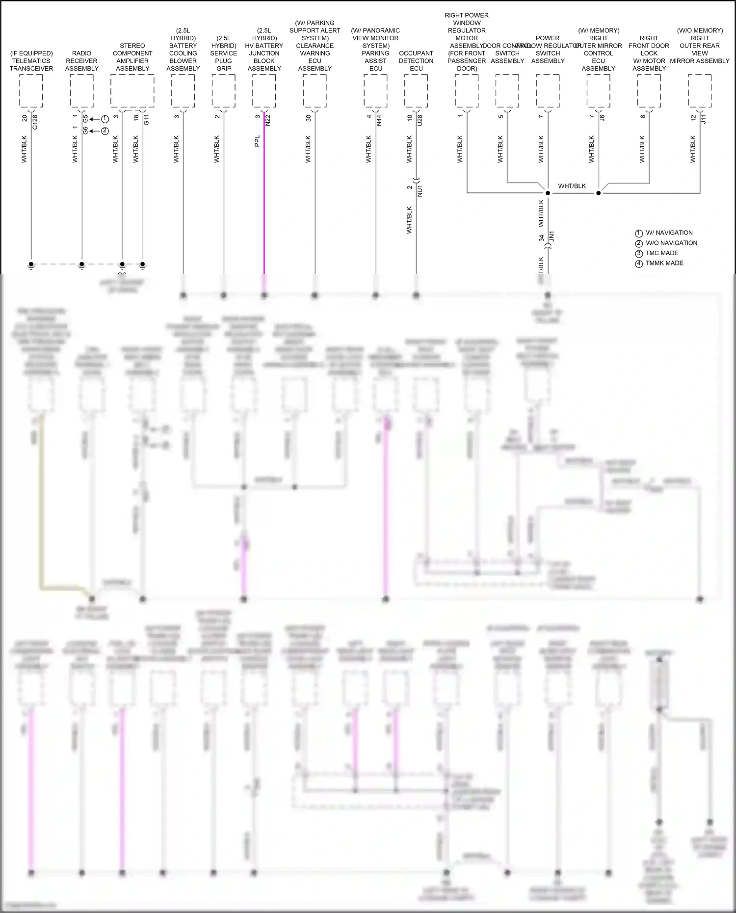 Wiring diagram w/o memory for Lexus ES XV70 facelift (2021-2024) (3 of 8)