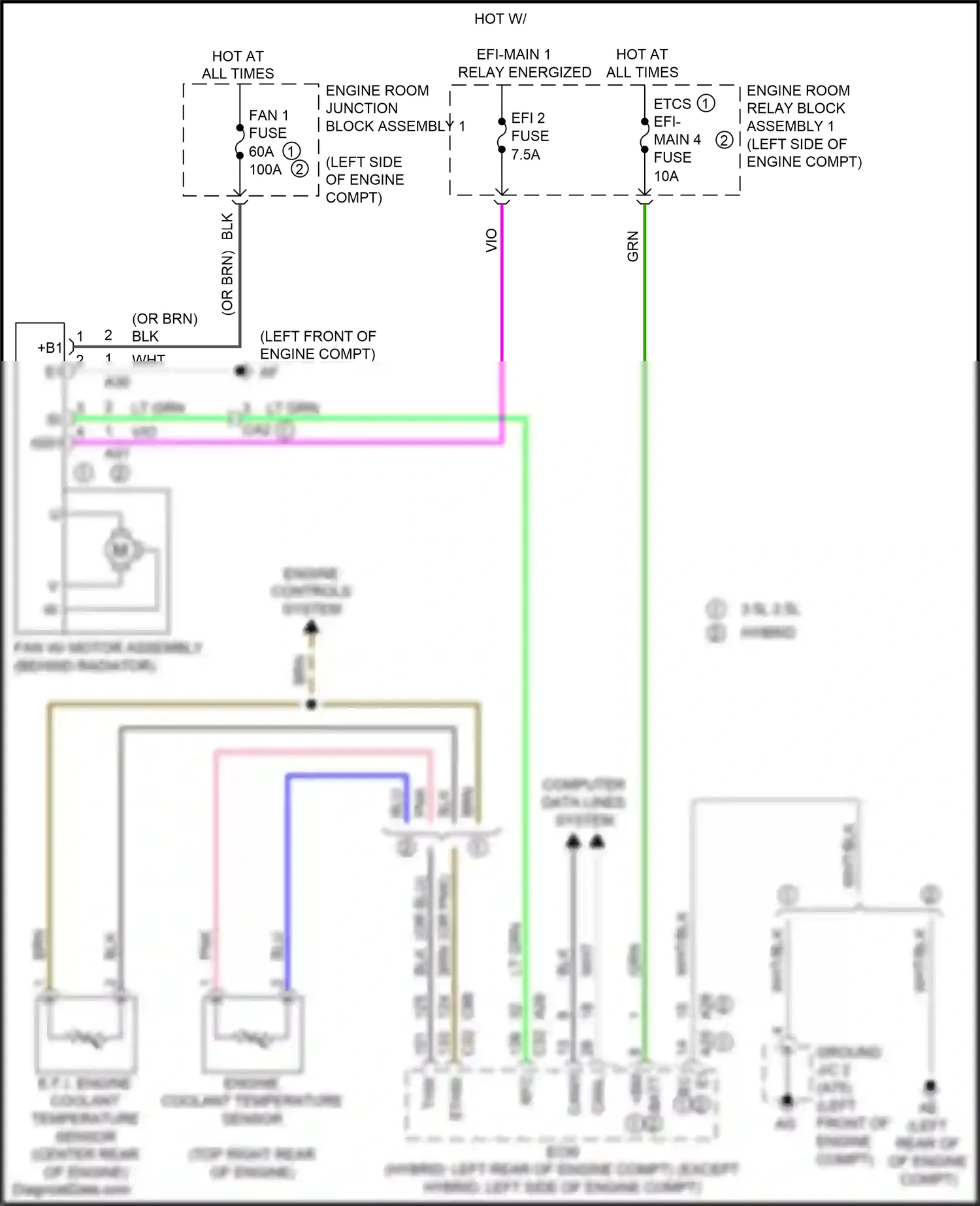 Wiring diagram engine room junction block assembly 1 for Lexus ES XV70 (2018-2021) (3 of 7)