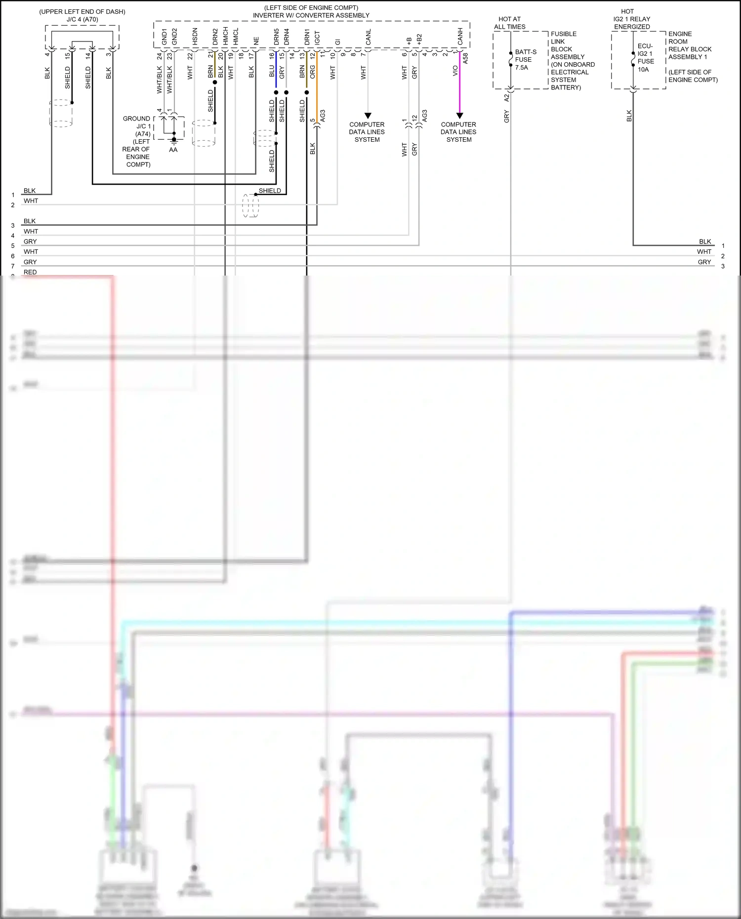 Wiring diagram engine room relay block assembly 1 for Lexus ES XV70 (2018-2021) (30 of 37)
