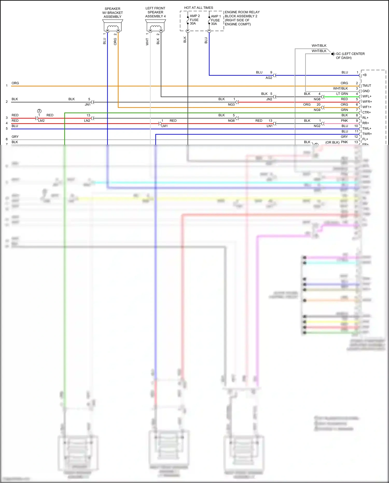 Wiring diagram front speaker assembly 3 for Lexus ES XV70 (2018-2021) (3 of 3)