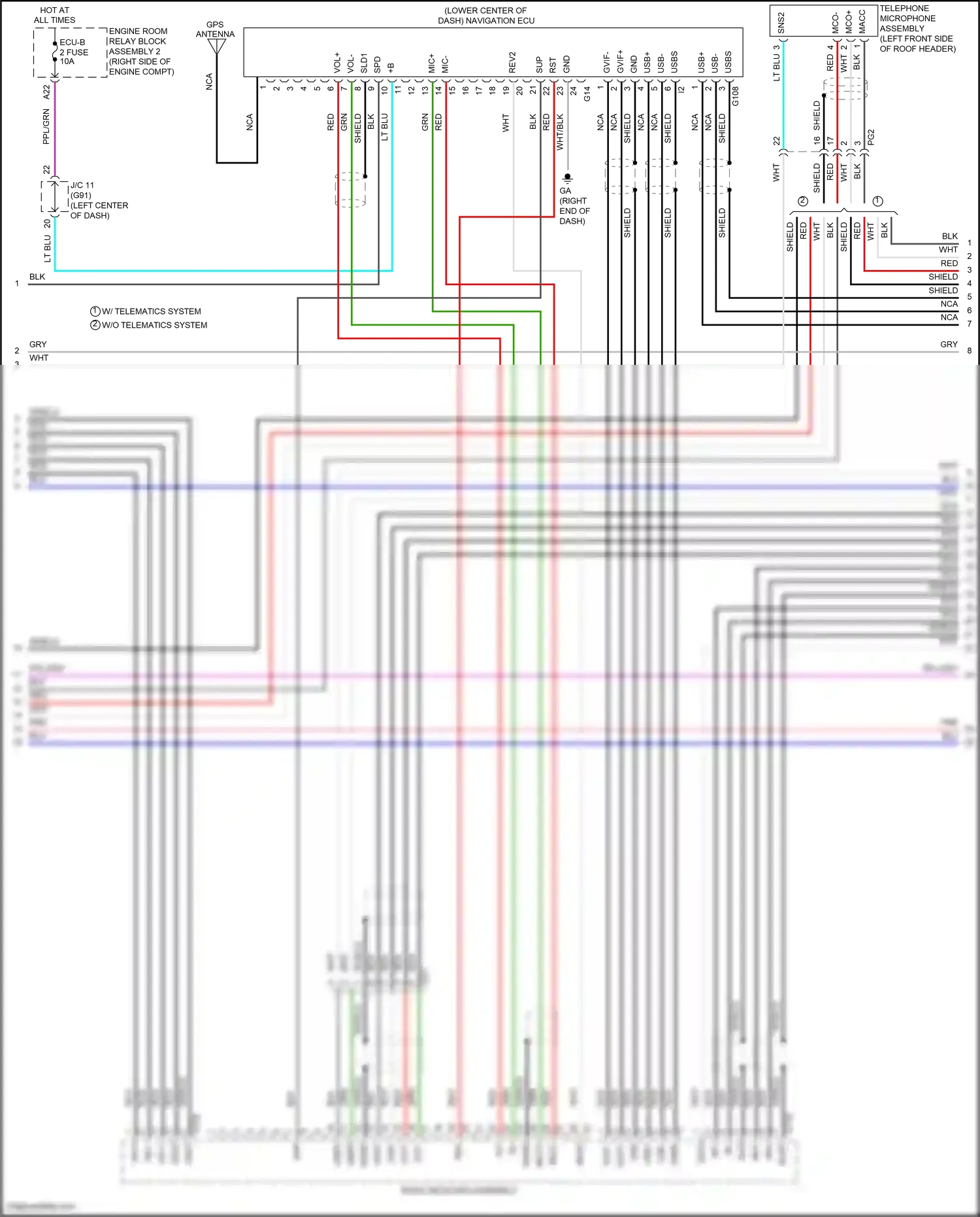 Wiring diagram gps antenna for Lexus ES XV70 (2018-2021) (1 of 7)