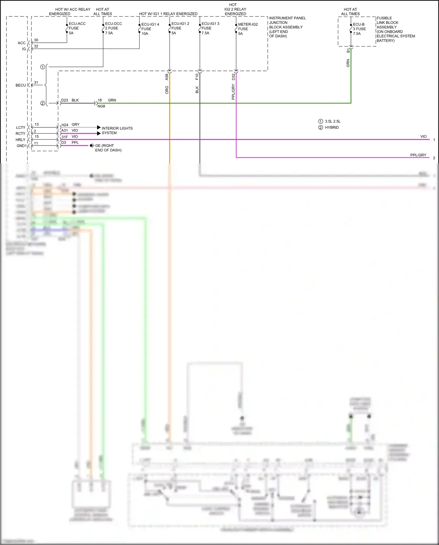 Wiring diagram headlight dimmer switch assembly for Lexus ES XV70 (2018-2021) (3 of 7)