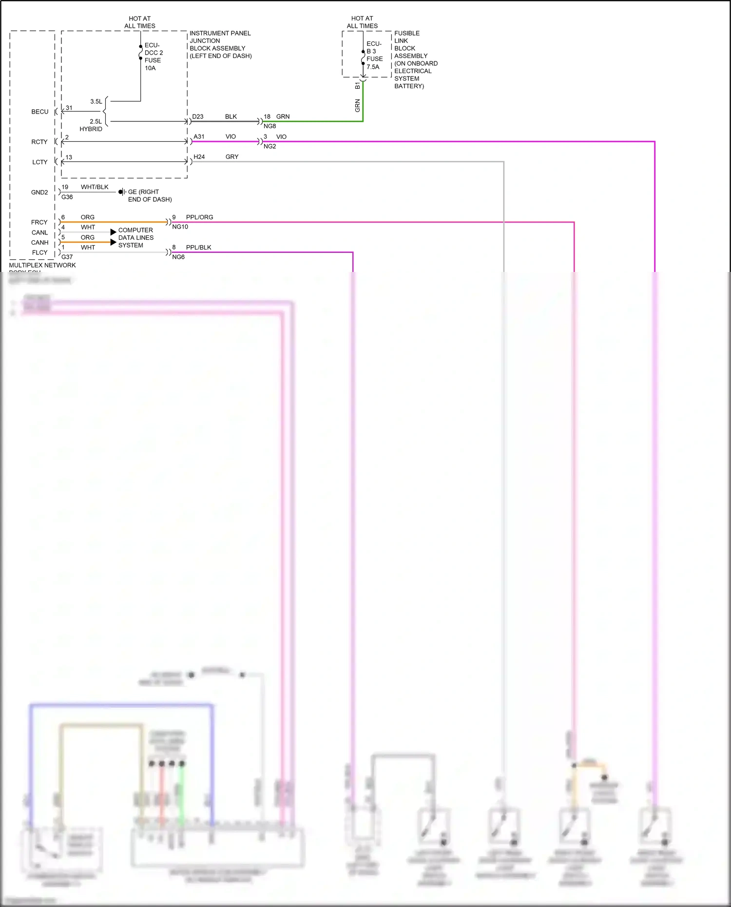 Wiring diagram left front door courtesy light switch assembly for Lexus ES XV70 (2018-2021) (4 of 9)
