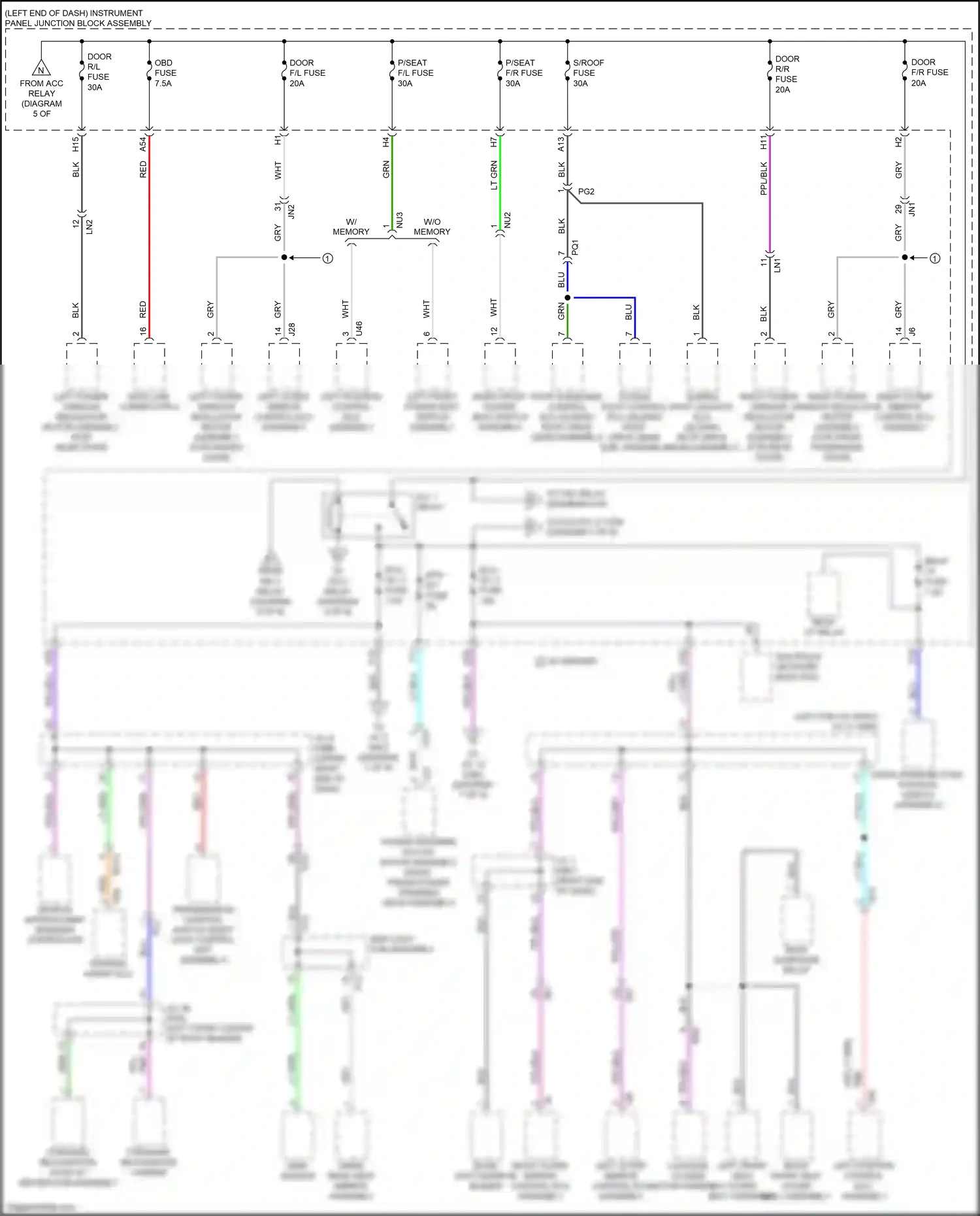 Wiring diagram left front seat outer belt assembly for Lexus ES XV70 (2018-2021) (2 of 3)
