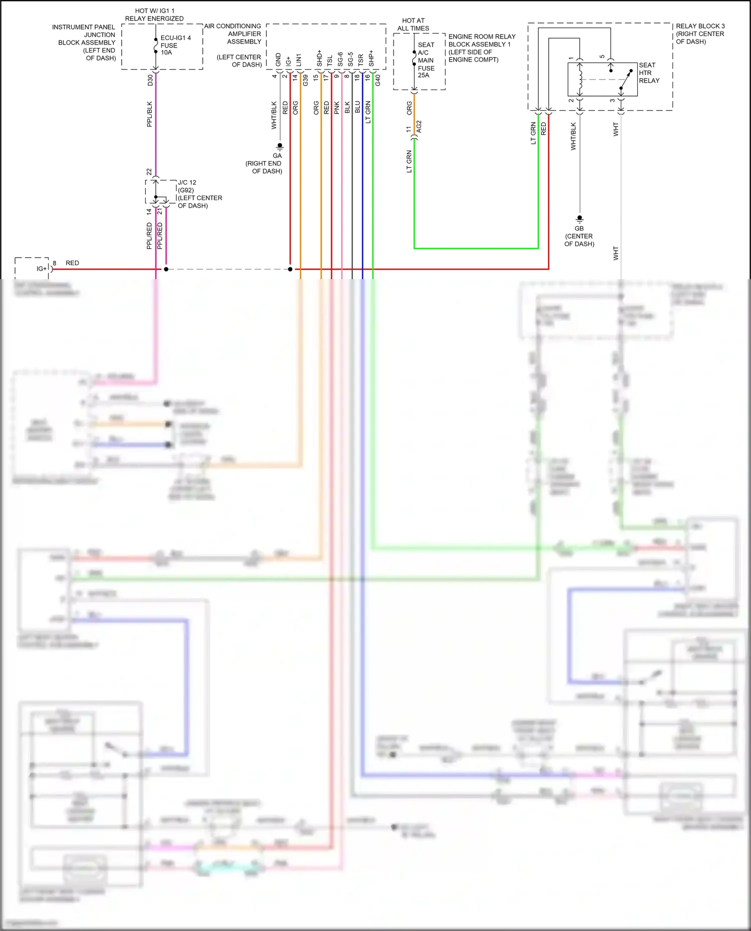 Wiring diagram left seat heater control sub-assembly for Lexus ES XV70 (2018-2021) (3 of 4)