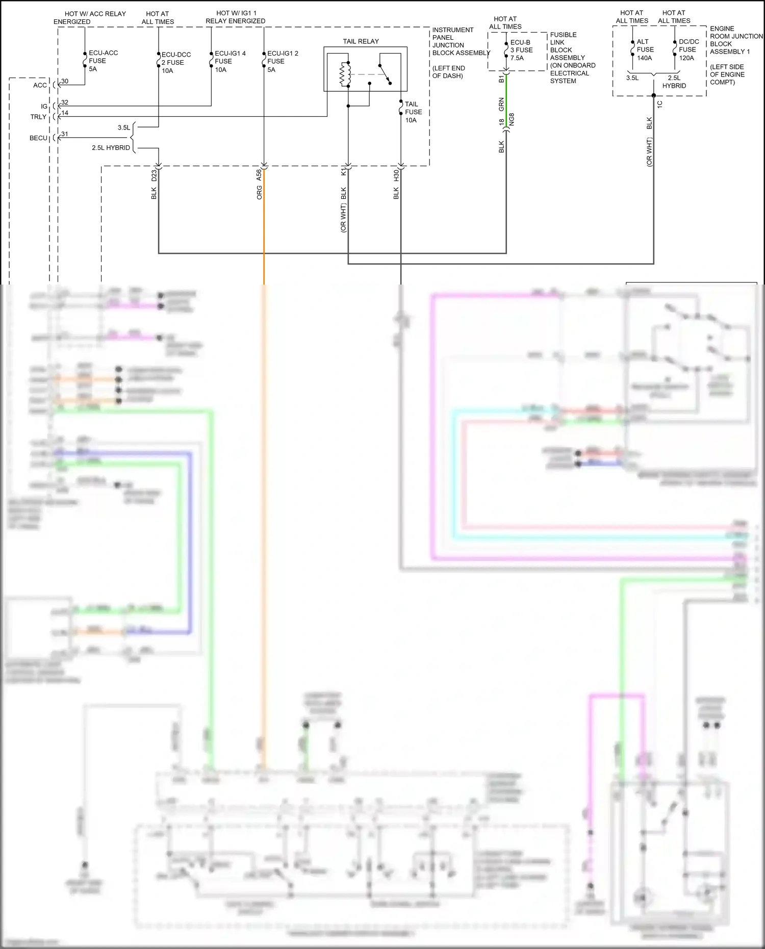 Wiring diagram light control switch for Lexus ES XV70 (2018-2021) (1 of 4)