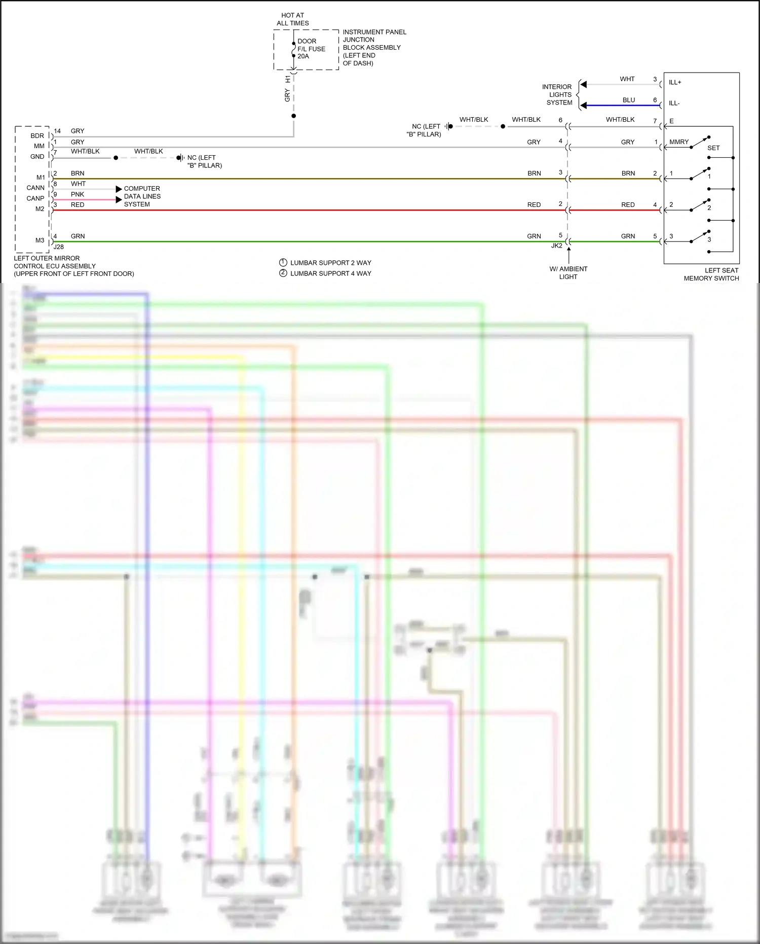 Wiring diagram lumbar support 4 way for Lexus ES XV70 (2018-2021) (2 of 4)