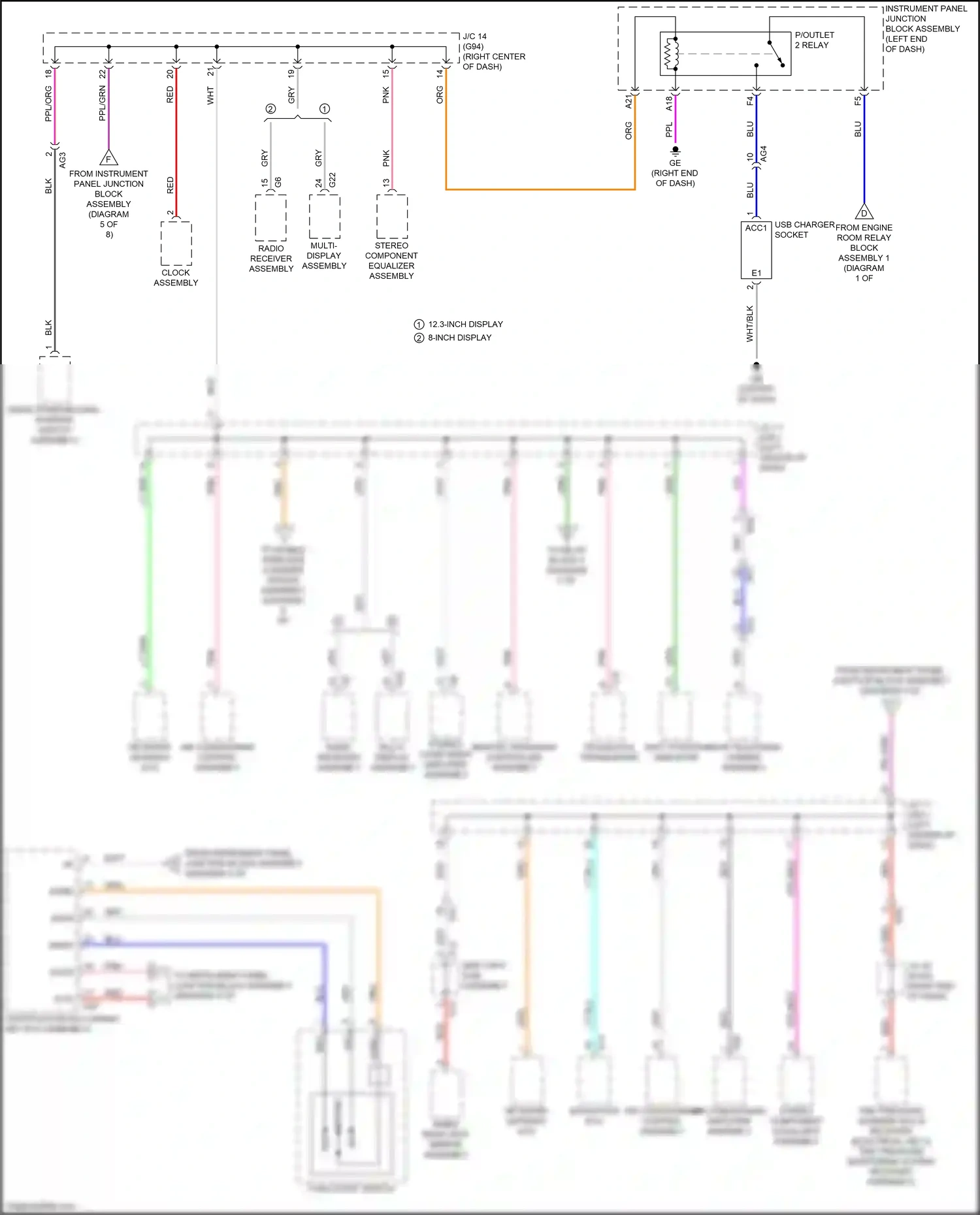 Wiring diagram multi- display assembly for Lexus ES XV70 (2018-2021) (7 of 13)