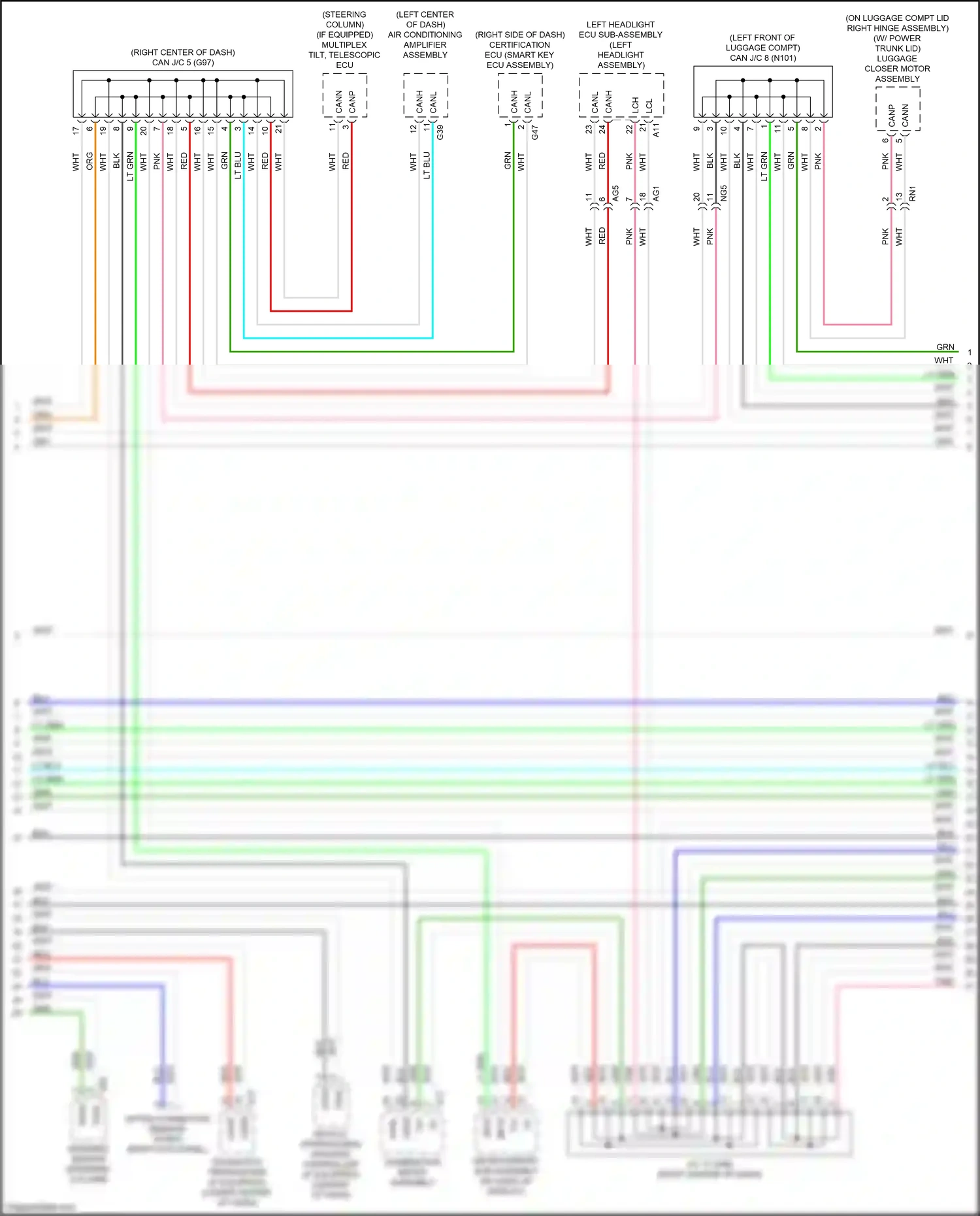 Wiring diagram multiplex tilt, telescopic ecu for Lexus ES XV70 (2018-2021) (2 of 8)