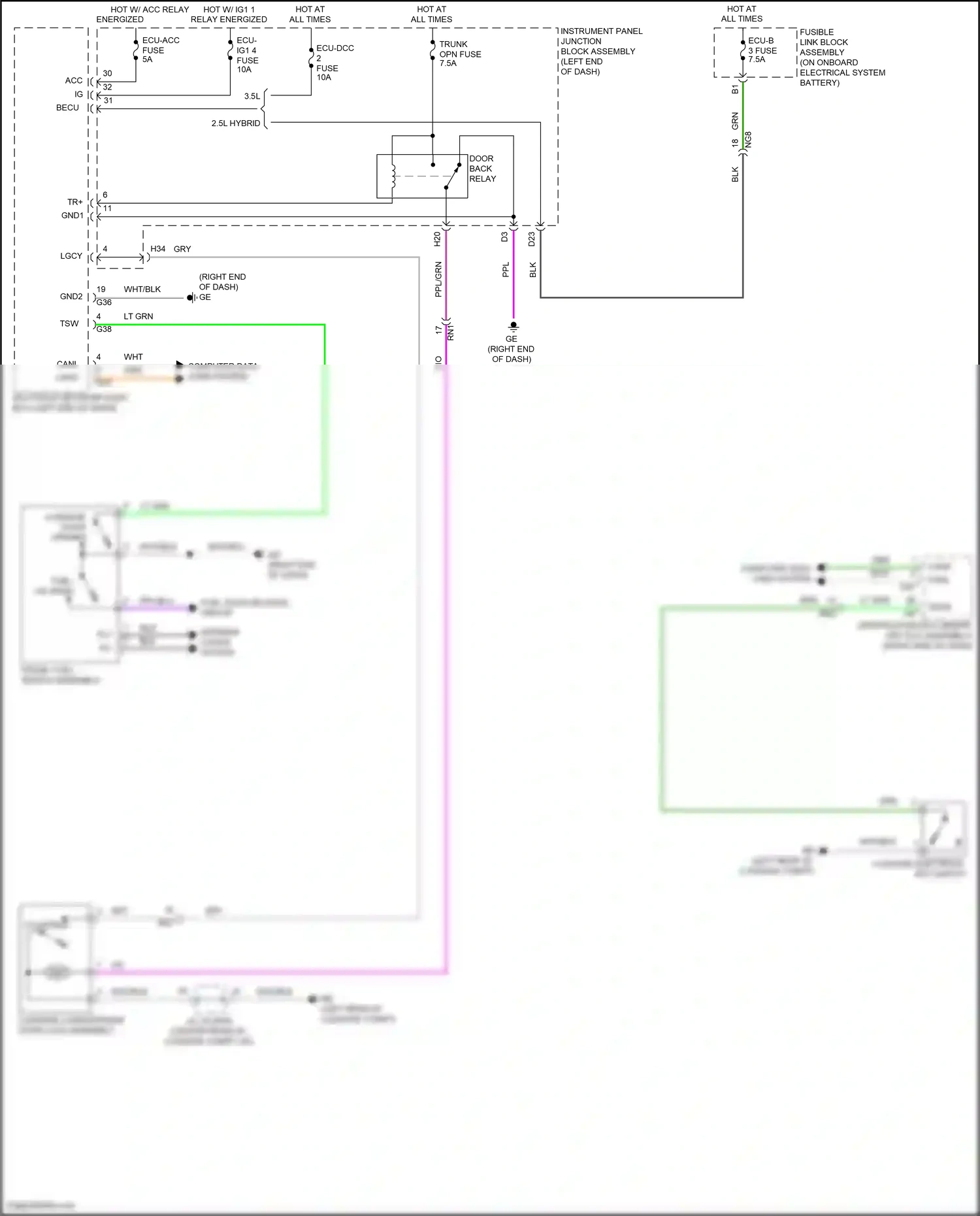 Wiring diagram ppl/grn for Lexus ES XV70 (2018-2021) (10 of 45)