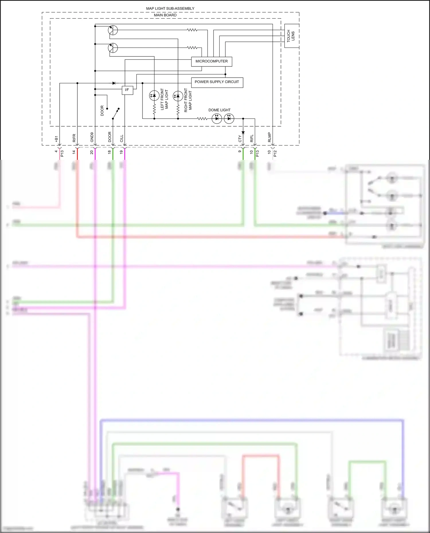 Wiring diagram spot light assembly for Lexus ES XV70 (2018-2021) (1 of 2)