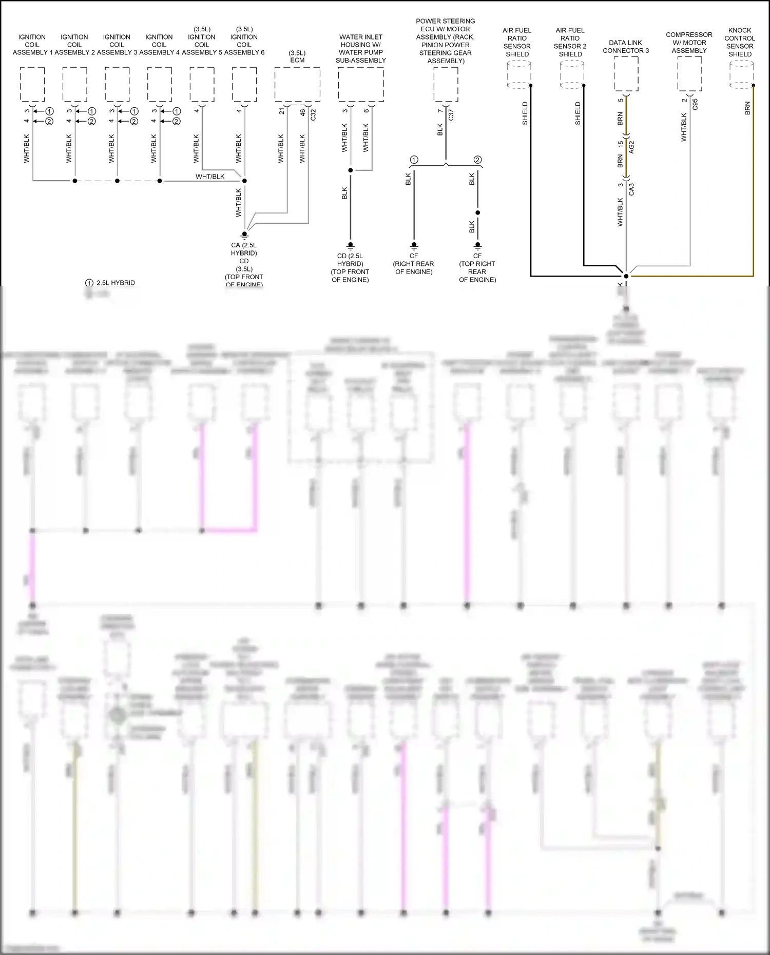 Wiring diagram steering lock actuator/ upper bracket assembly for Lexus ES XV70 (2018-2021) (2 of 6)