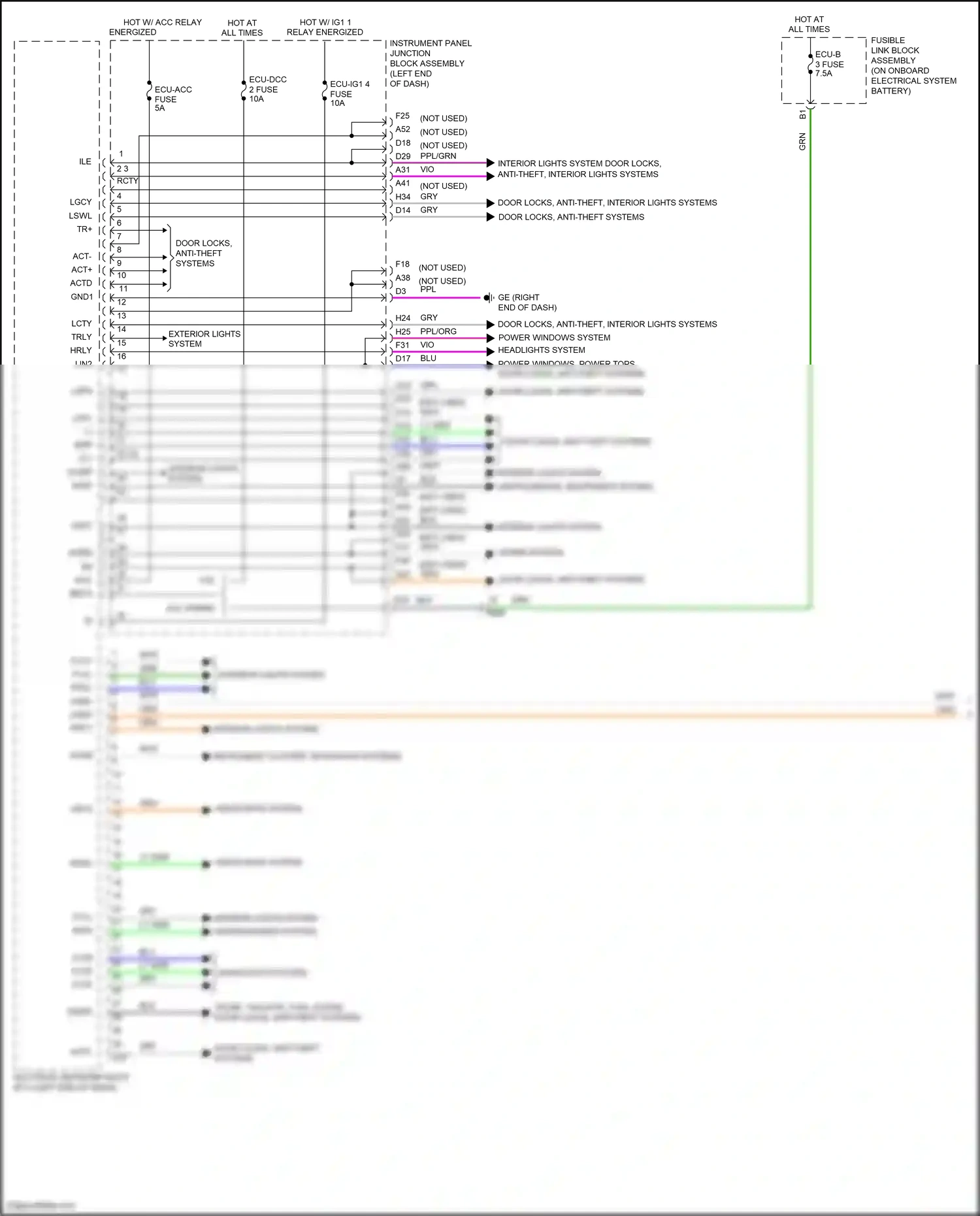 Wiring diagram supplemental restraints system for Lexus ES XV70 (2018-2021) (1 of 4)