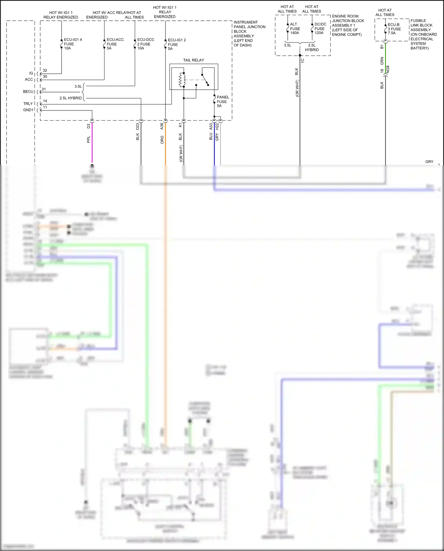 Wiring diagram tail auto head for Lexus ES XV70 (2018-2021) (2 of 2)