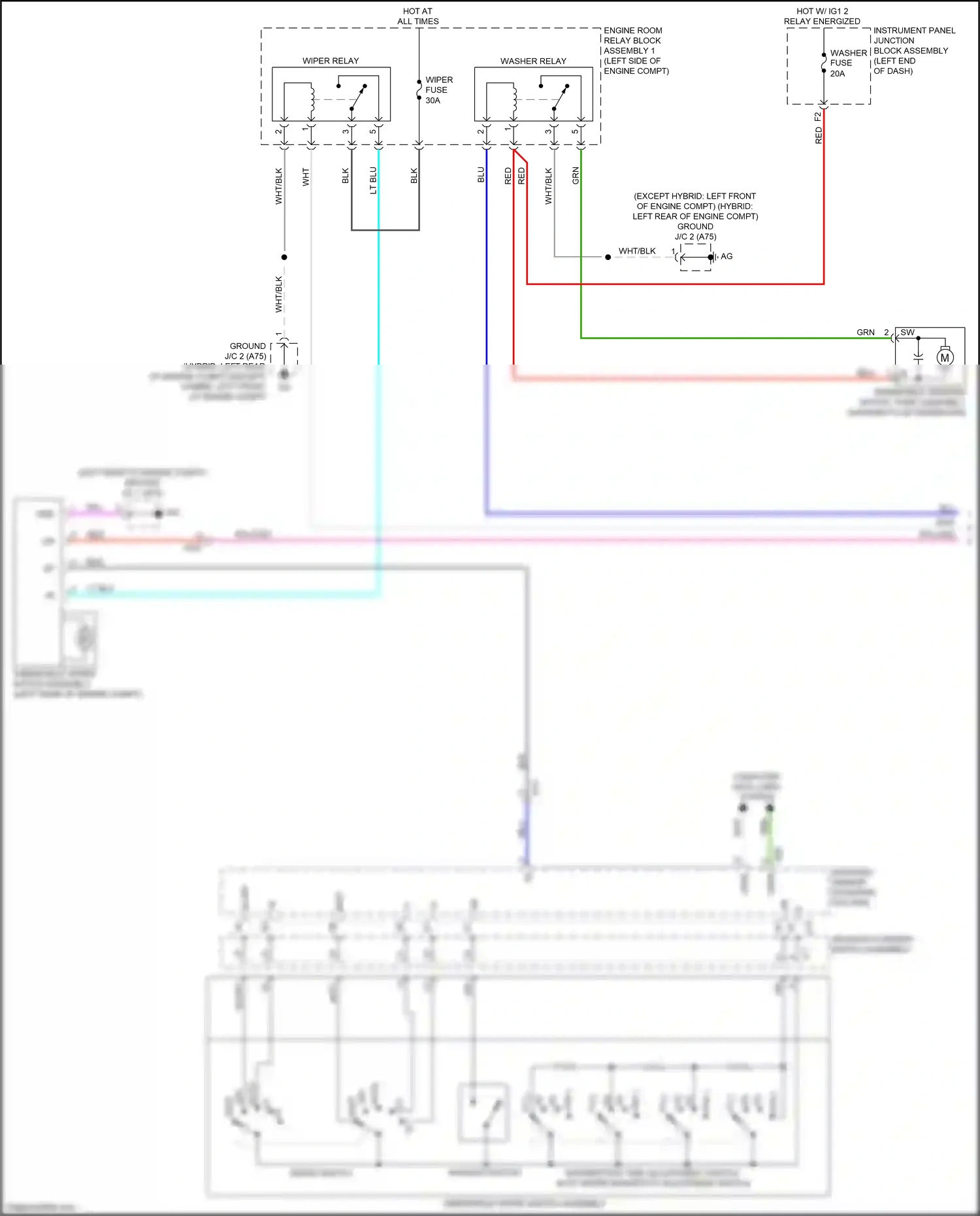 Wiring diagram washer relay for Lexus ES XV70 (2018-2021) (2 of 2)