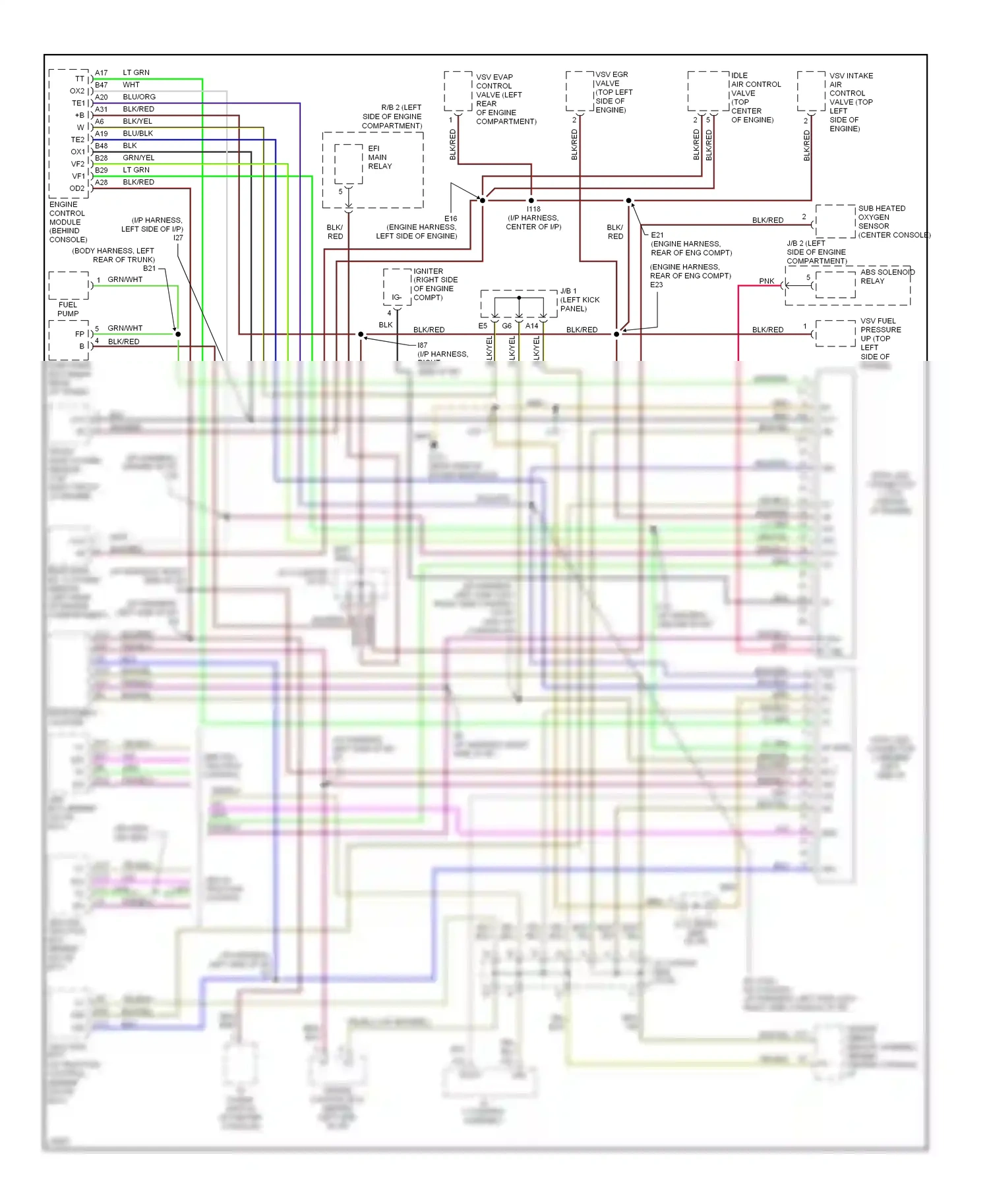 Wiring diagram a/c control assembly for Lexus GS I (1993-1997) (1 of 3)