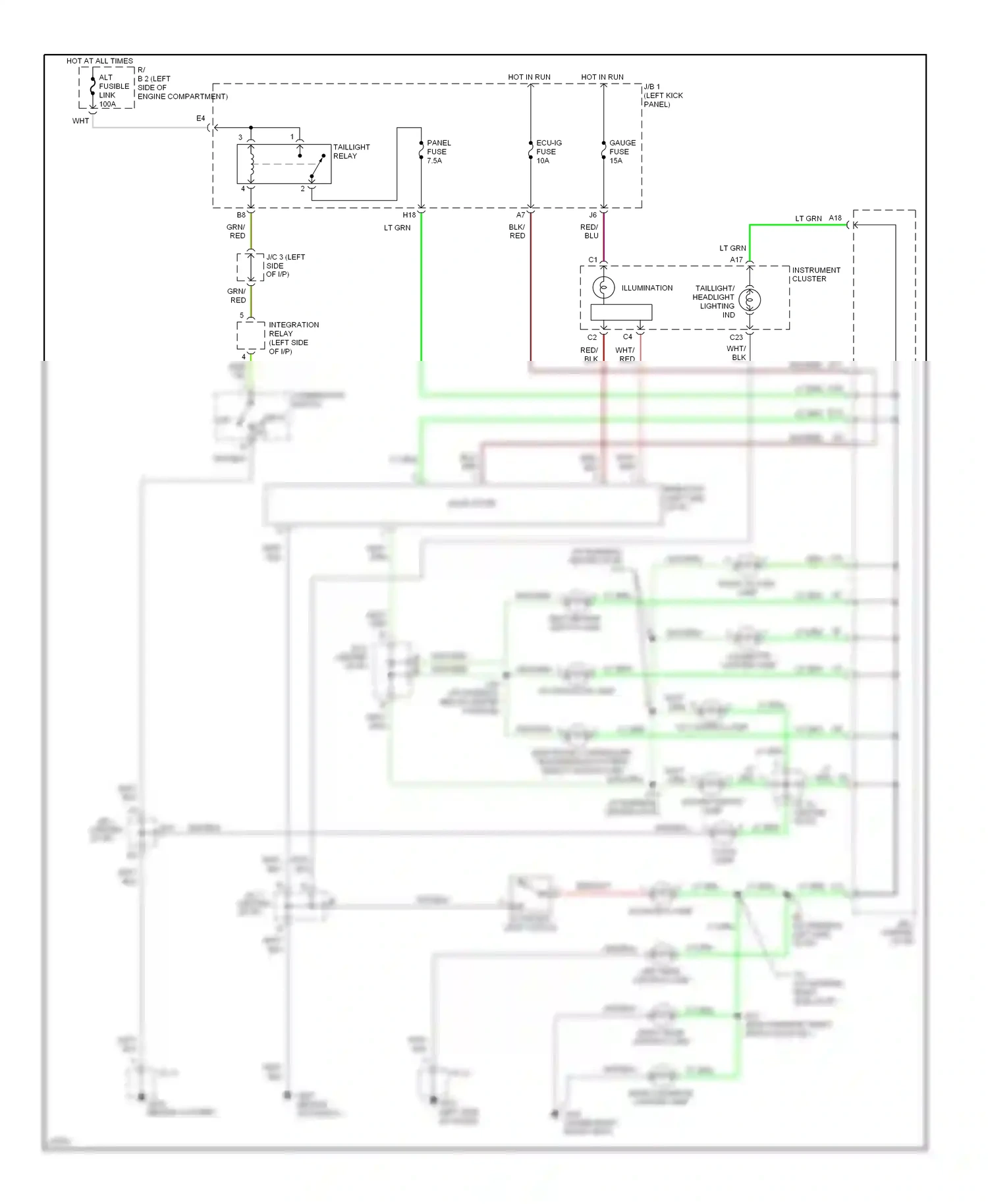 Wiring diagram hazard switch lamp for Lexus GS I (1993-1997) (1 of 1)