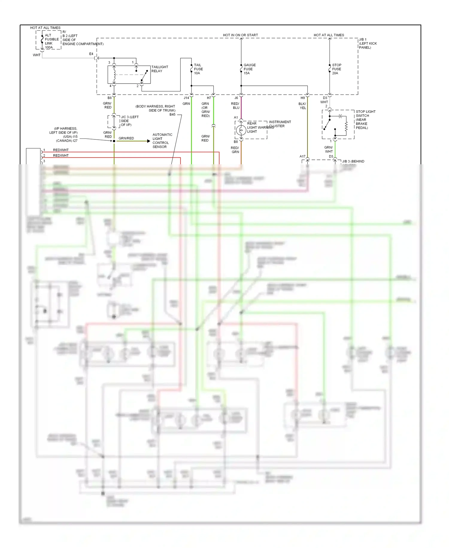 Wiring diagram head off tail for Lexus GS I (1993-1997) (1 of 2)