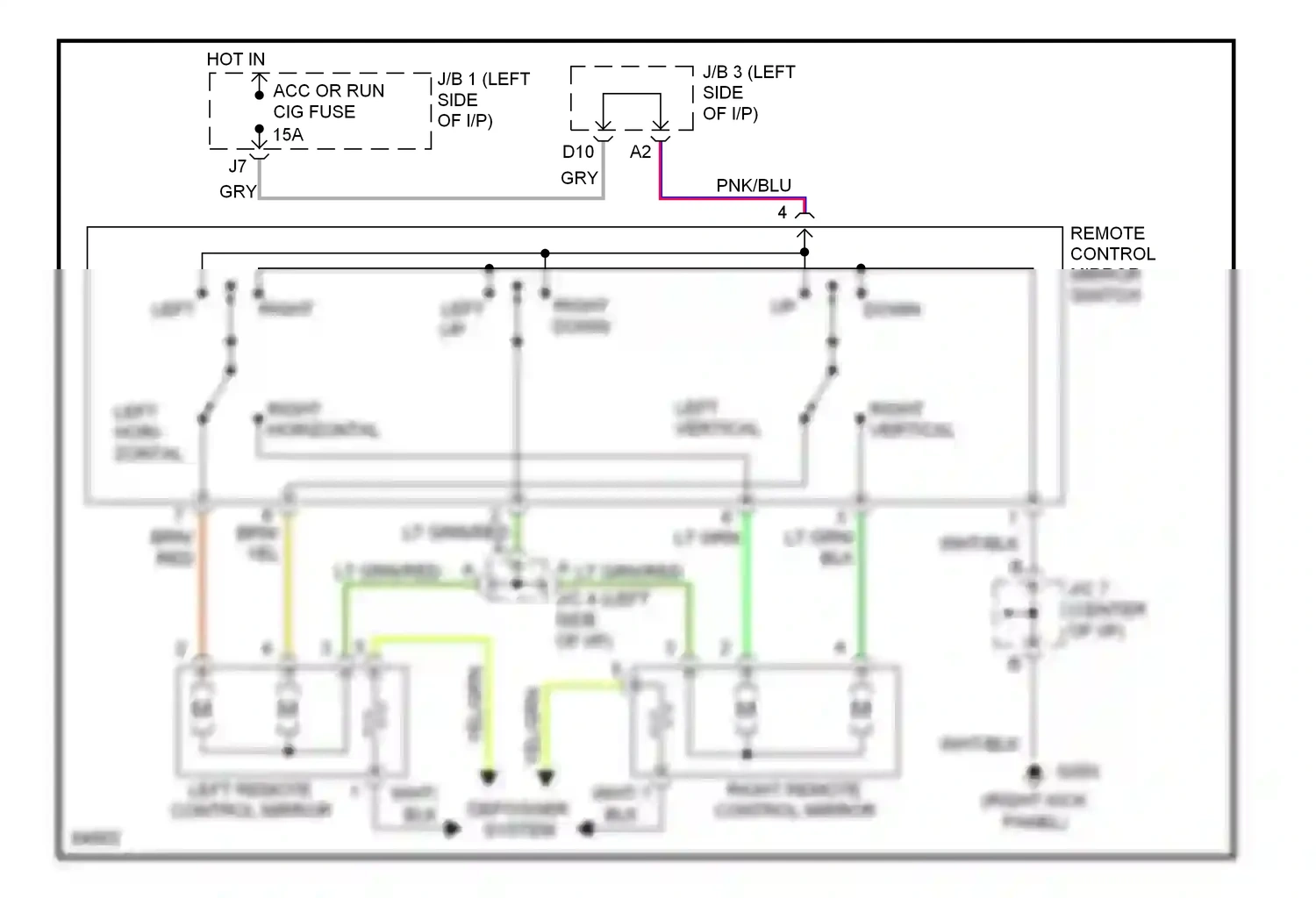 Wiring diagram remote control mirror switch for Lexus GS I (1993-1997) (3 of 3)