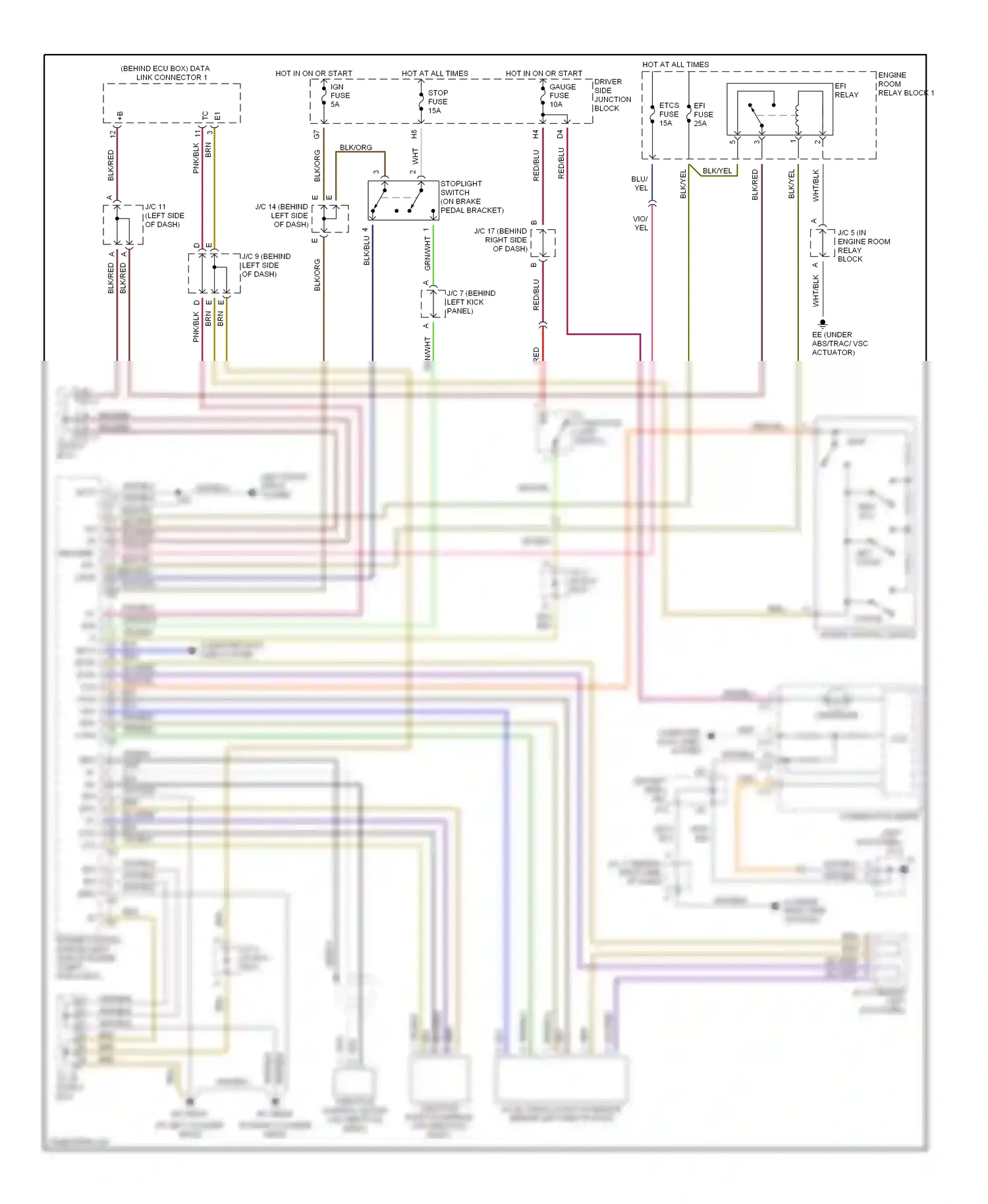 Lexus GS II facelift (2000-2004) engine control module (left side of engine compt, in ecu box) wiring diagram  (3 of 4)
