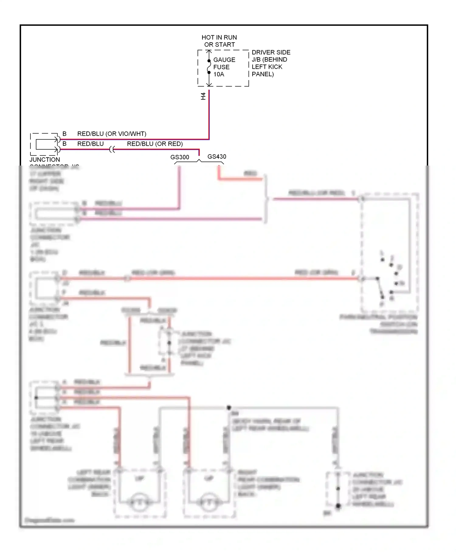 Wiring diagram hot in run or start for Lexus GS II facelift (2000-2004) (3 of 14)