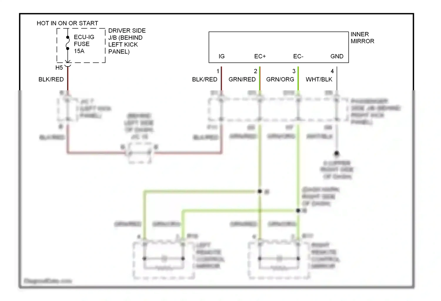 Wiring diagram inner mirror for Lexus GS II facelift (2000-2004) (1 of 2)