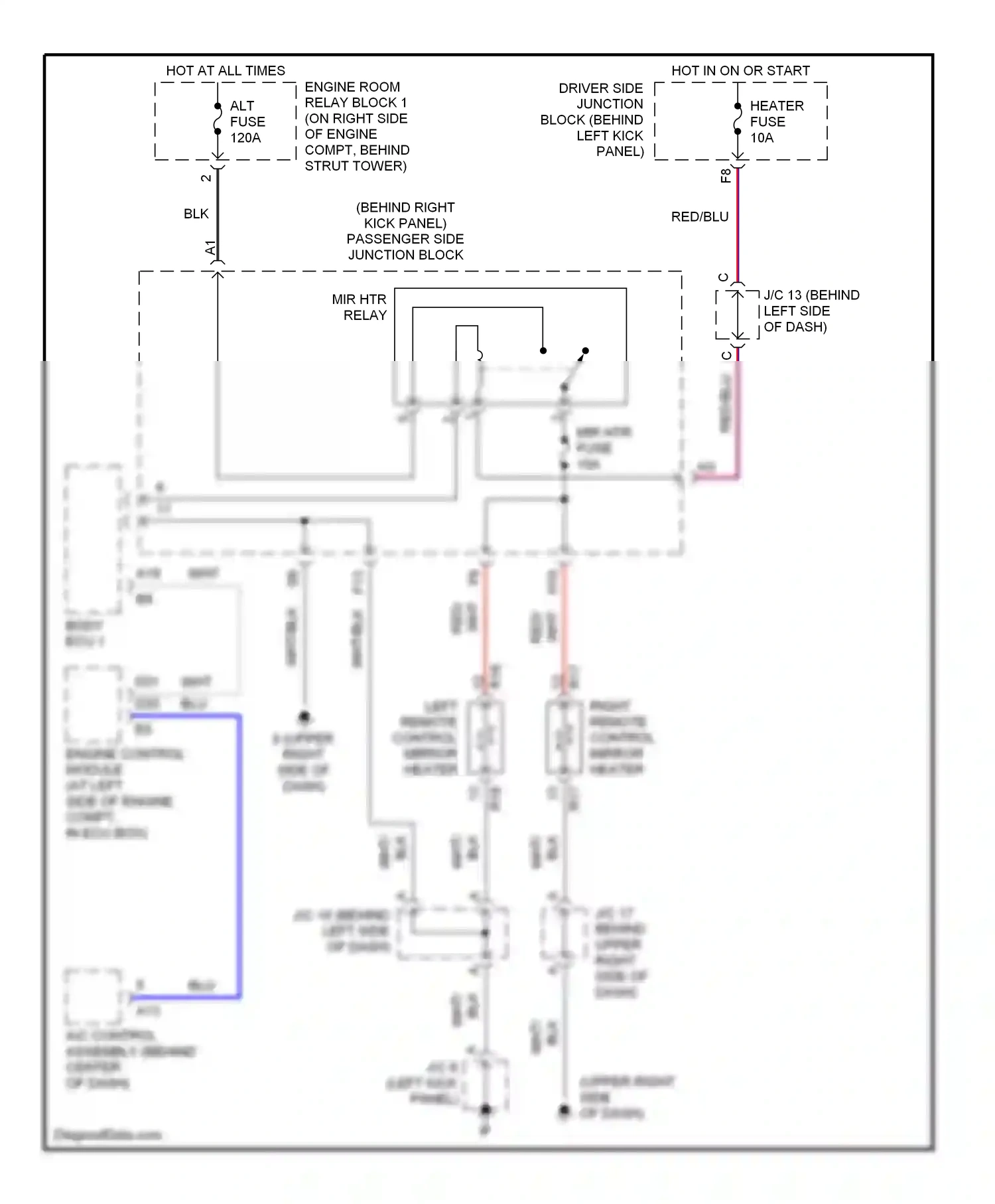 Wiring diagram right remote control mirror heater for Lexus GS II facelift (2000-2004) (1 of 1)