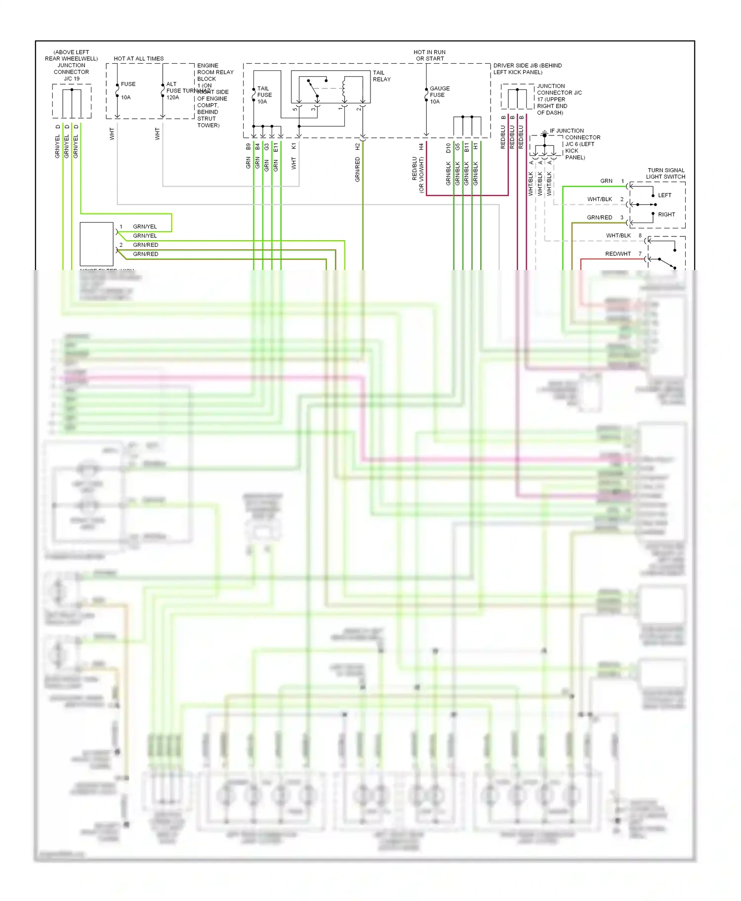 Wiring diagram turn signal light switch for Lexus GS II facelift (2000-2004) (1 of 1)