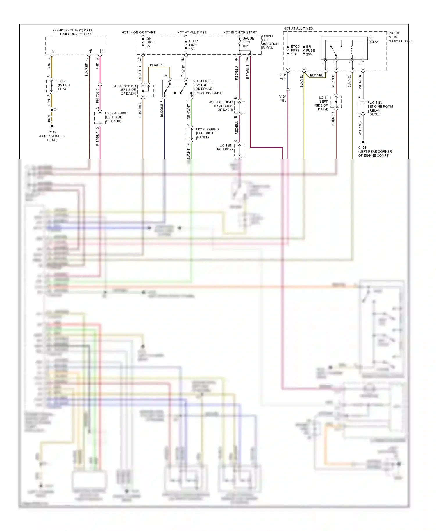 Lexus GS II (1997-2000) engine control module (left side of engine compt, in ecu box) wiring diagram  (1 of 5)