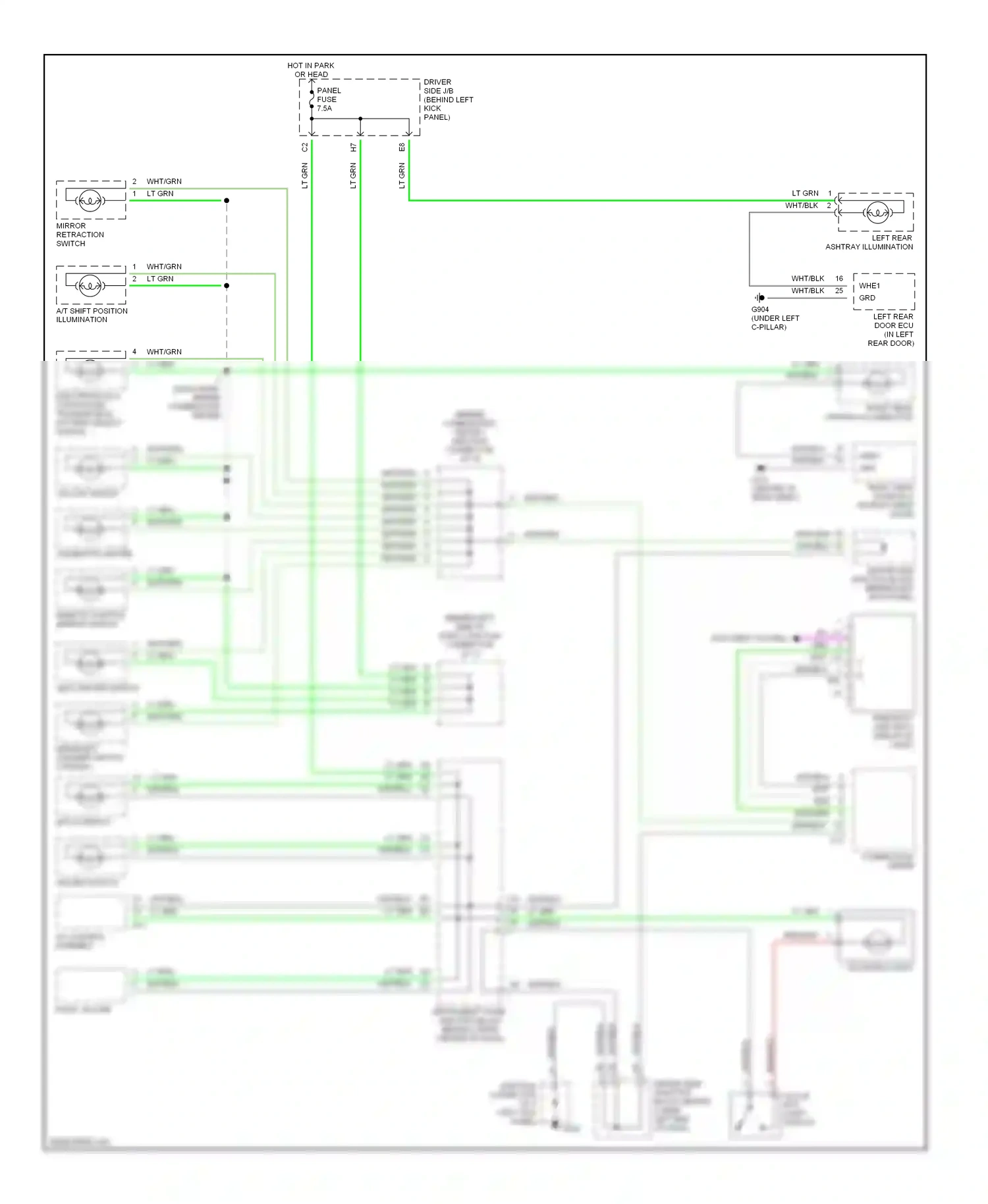 Wiring diagram remote control mirror switch for Lexus GS II (1997-2000) (2 of 4)