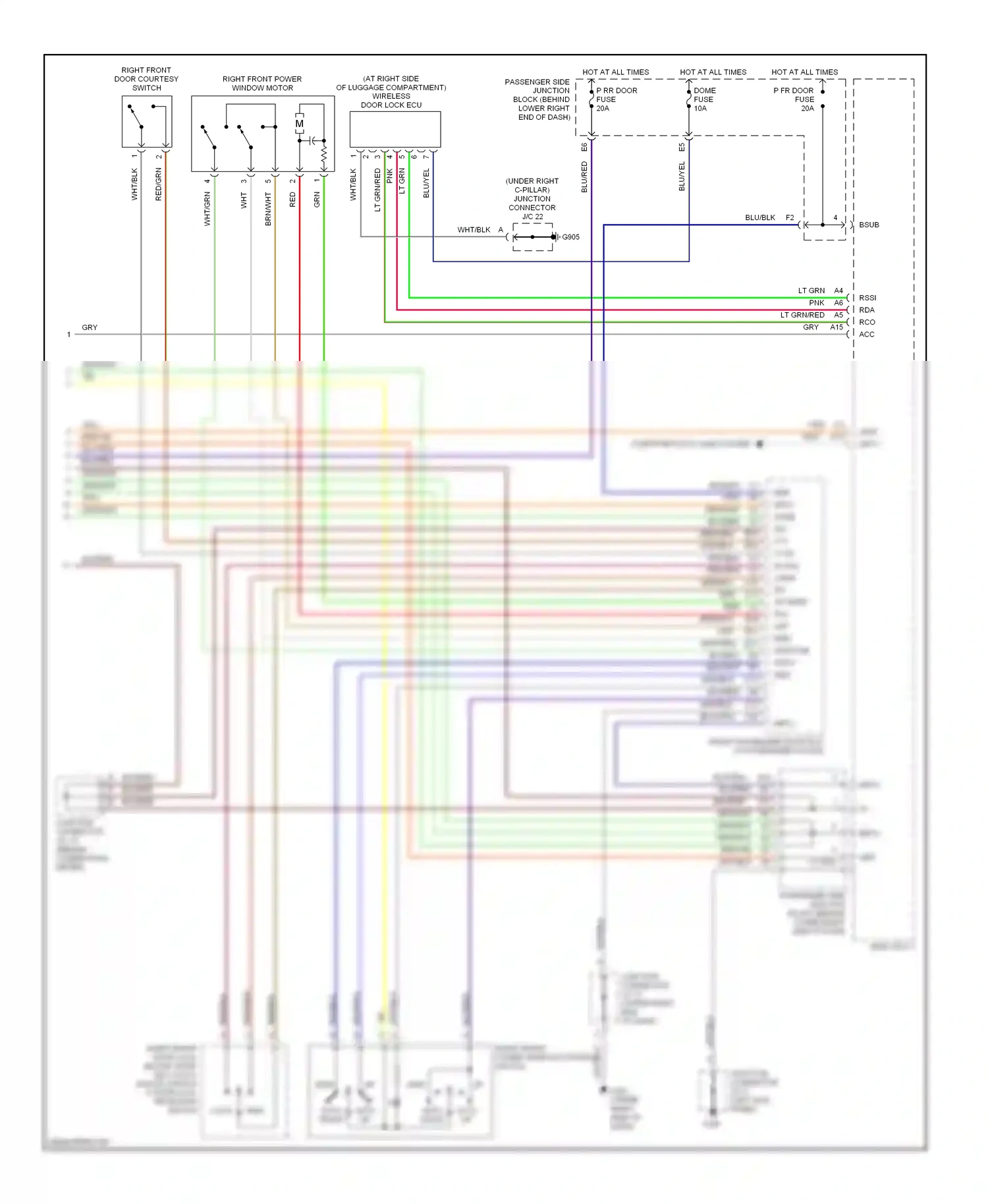 Wiring diagram right front door courtesy switch for Lexus GS II (1997-2000) (4 of 4)