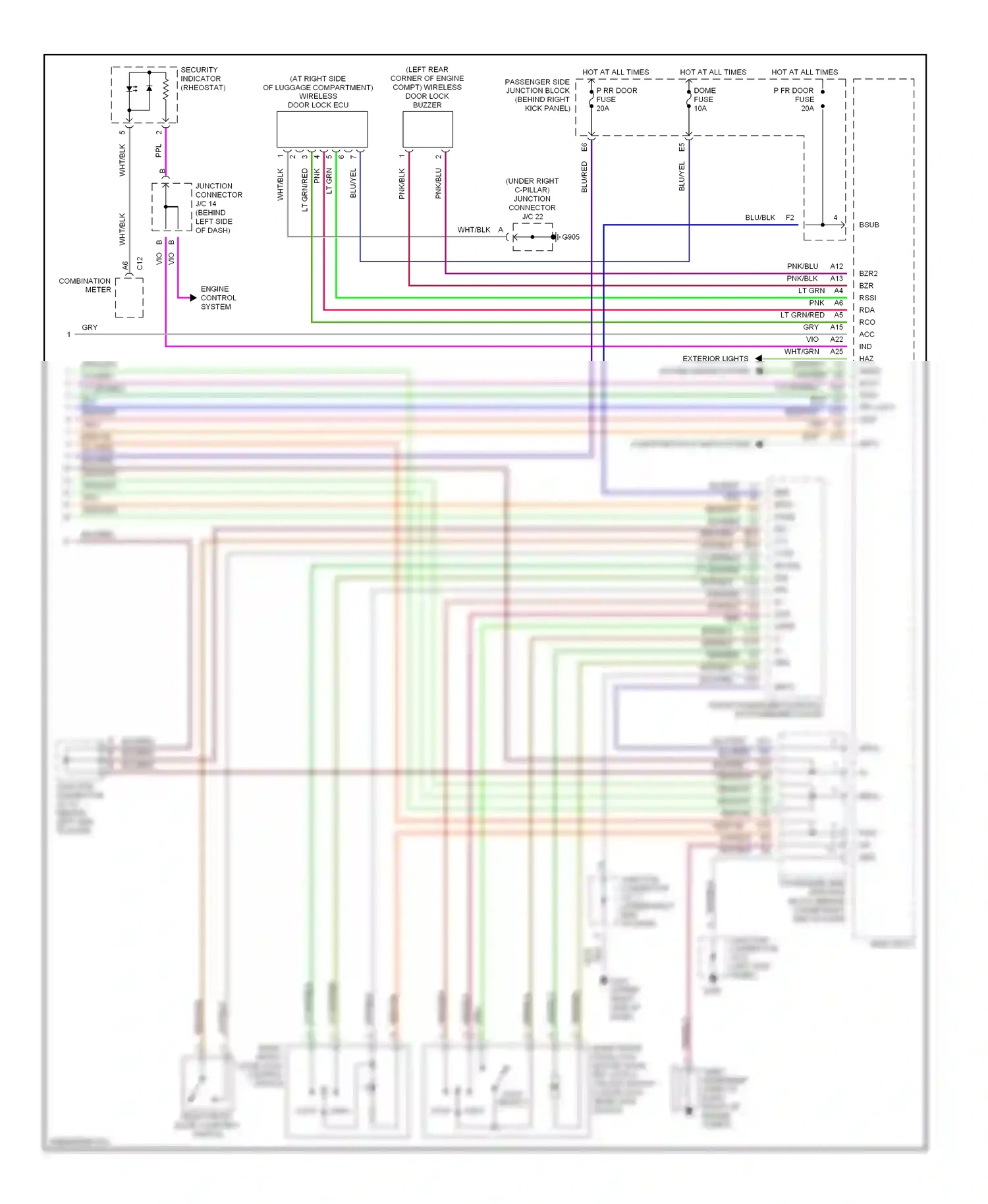 Wiring diagram right front door courtesy switch for Lexus GS II (1997-2000) (1 of 4)