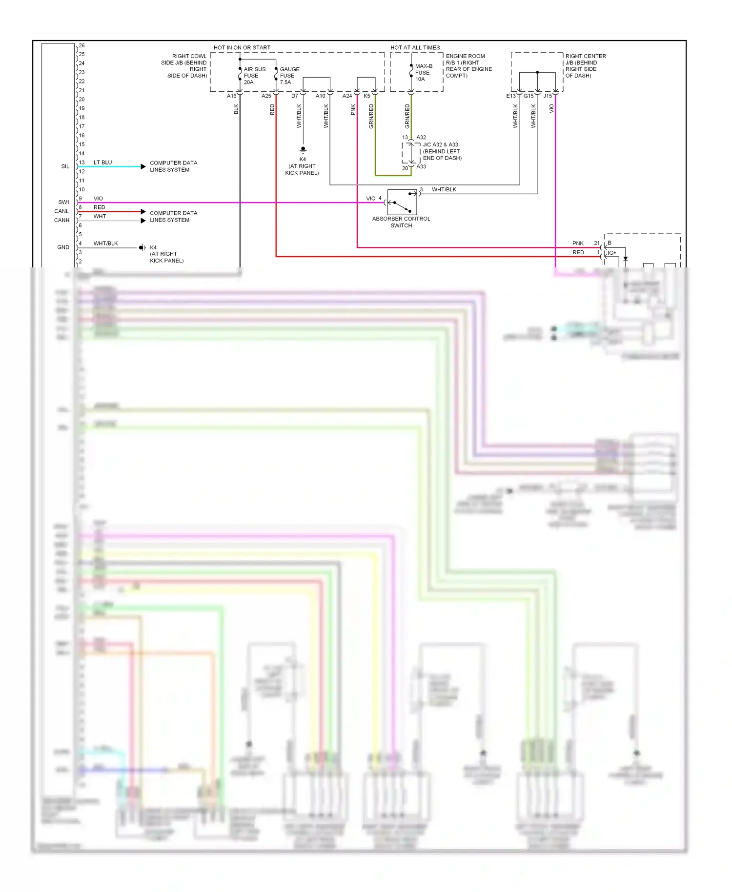 Wiring diagram 5 25 computer data lines system mpx- mpx+ for Lexus GS III facelift (2007-2011) (1 of 1)