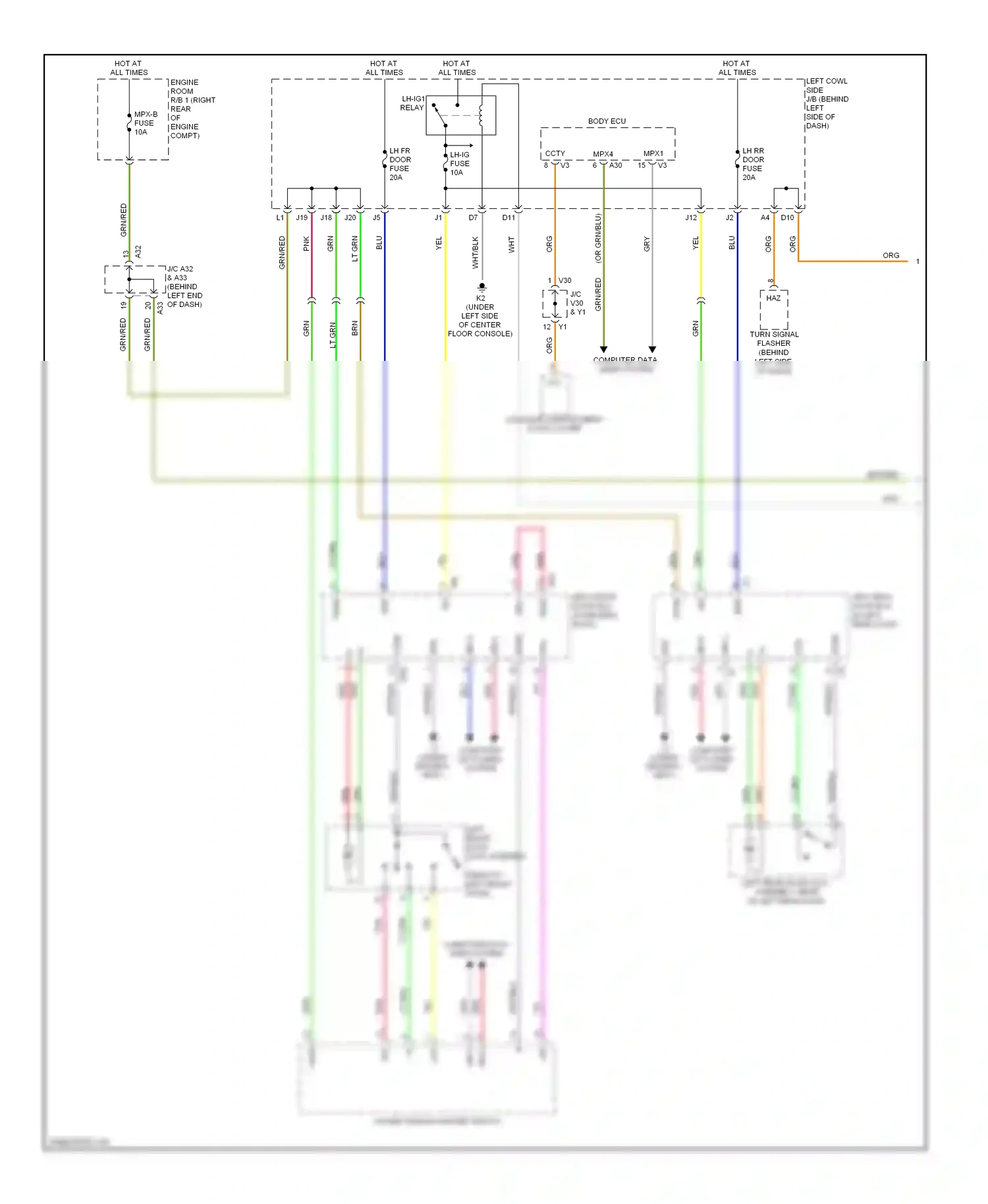 Lexus GS III facelift (2007-2011) computer (under data lines driver's system seat) wiring diagram  (1 of 2)