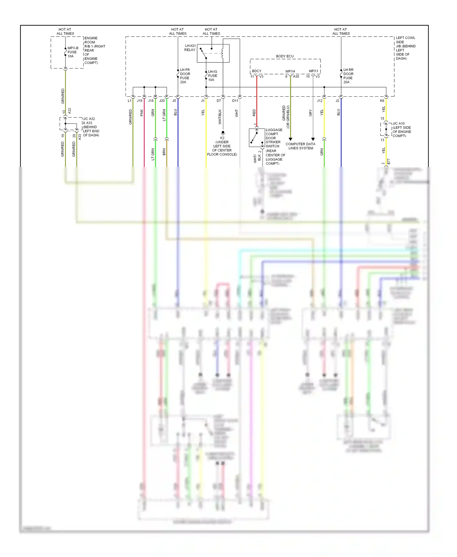 Lexus GS III facelift (2007-2011) computer (under data lines driver's system seat) wiring diagram  (2 of 2)