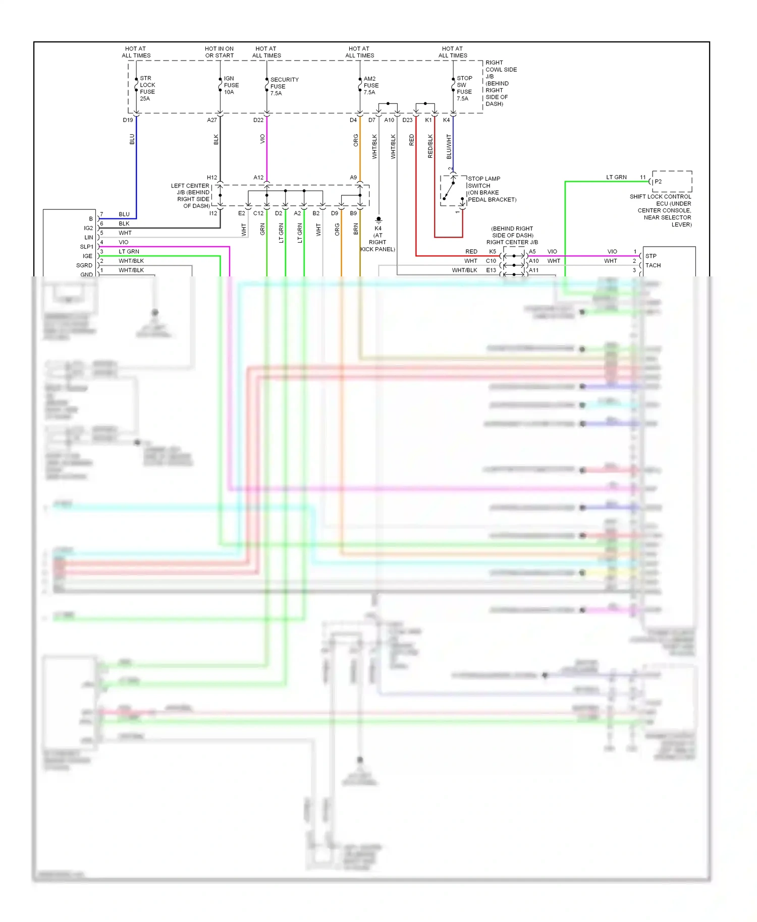Lexus GS III facelift (2007-2011) engine control module (at left side of engine comp) wiring diagram  (1 of 2)