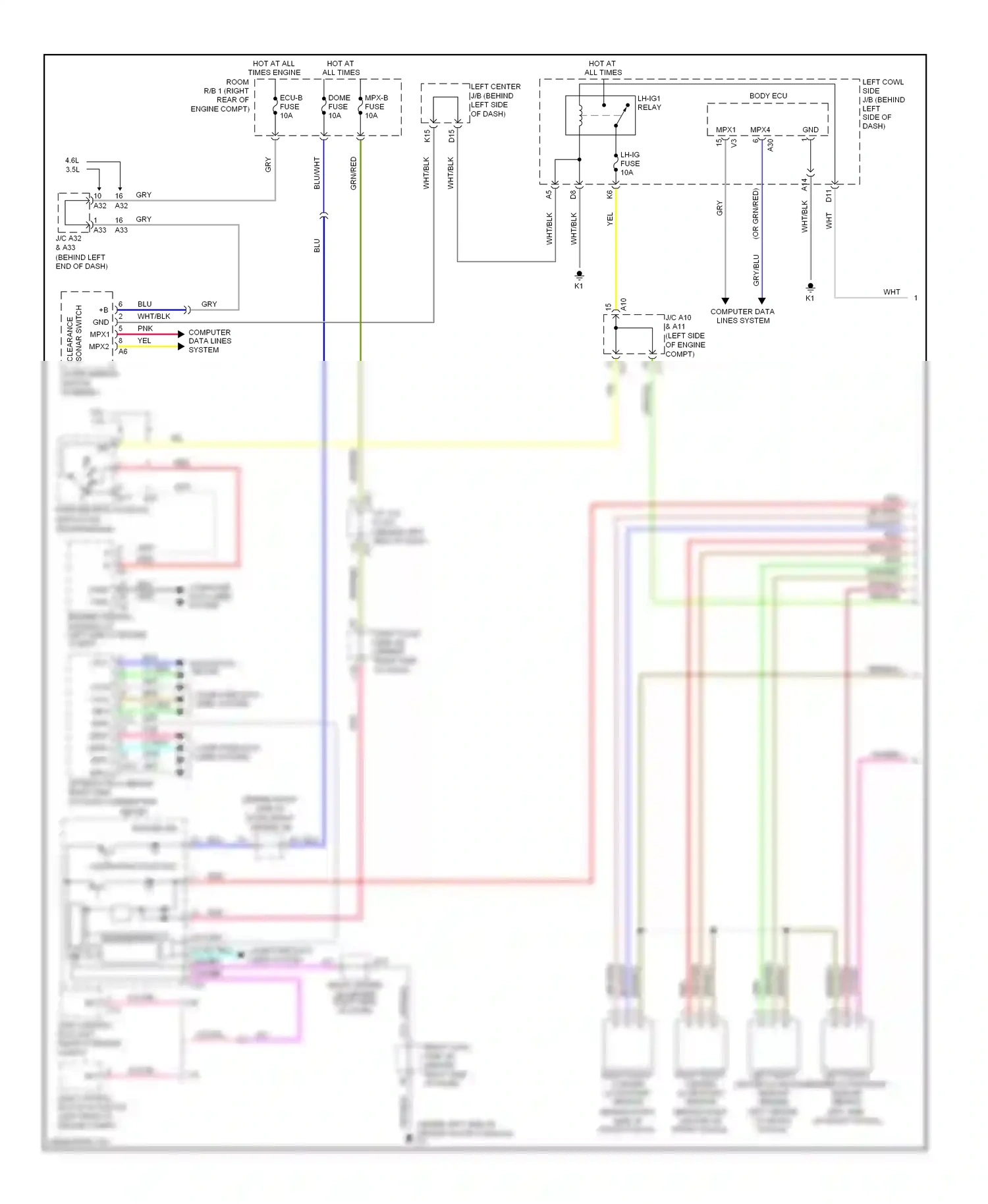 Lexus GS III facelift (2007-2011) engine control module (at left side of engine compt) wiring diagram  (18 of 30)