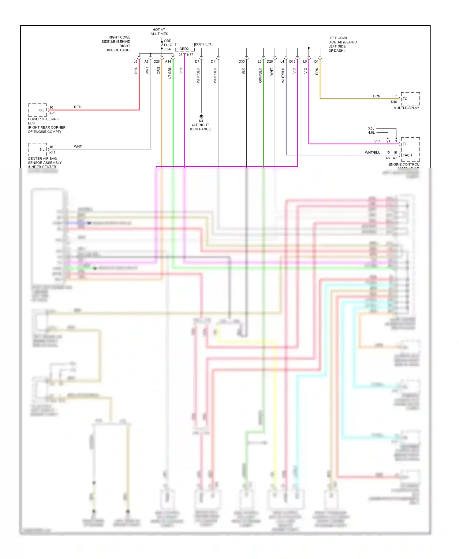 Lexus GS III facelift (2007-2011) engine control module (at left side of engine compt) wiring diagram  (3 of 30)