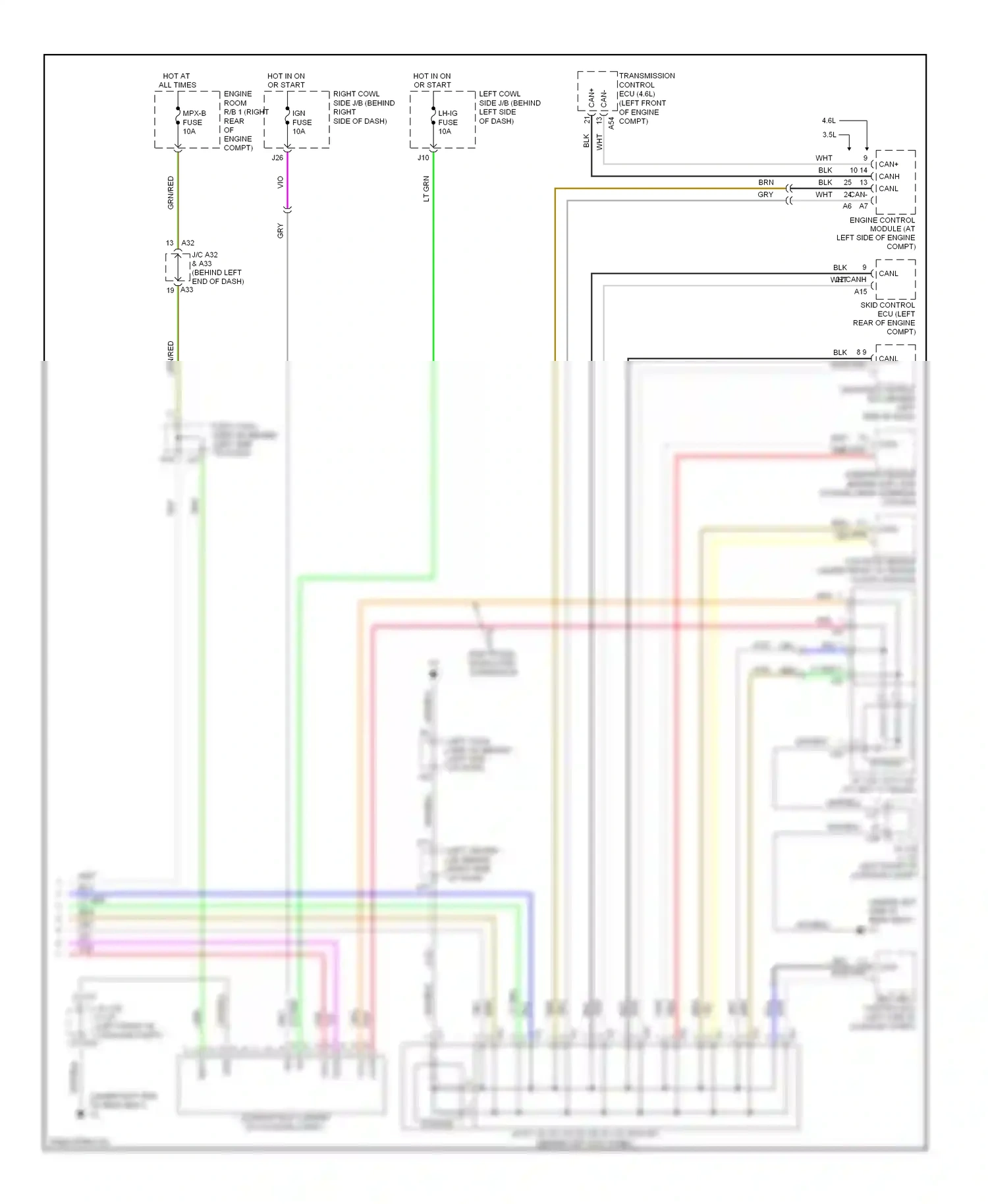Lexus GS III facelift (2007-2011) engine control module (at left side of engine compt) wiring diagram  (5 of 30)