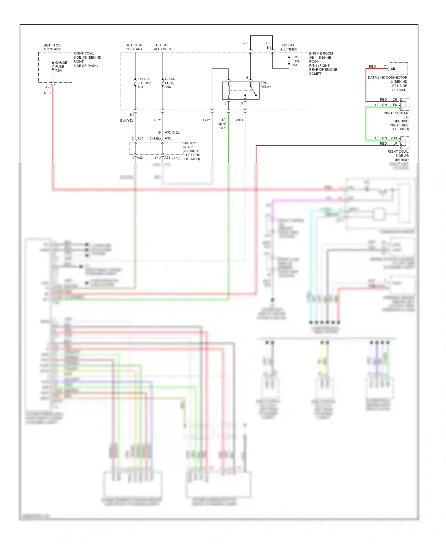 Lexus GS III facelift (2007-2011) engine control module (at left side of engine compt) wiring diagram  (4 of 30)